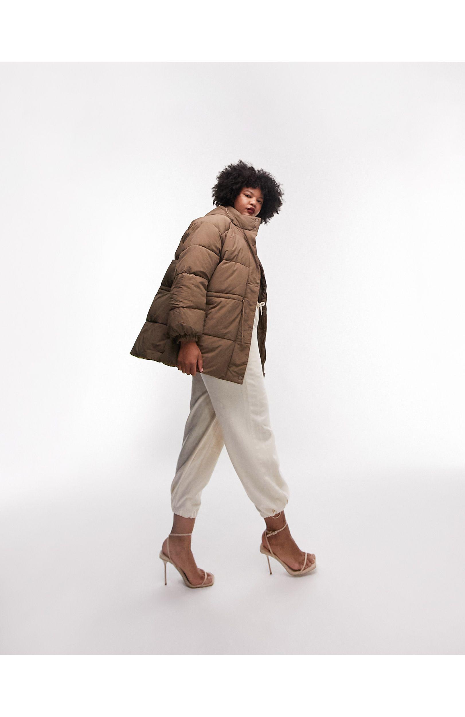 topshop tie waist puffer coat