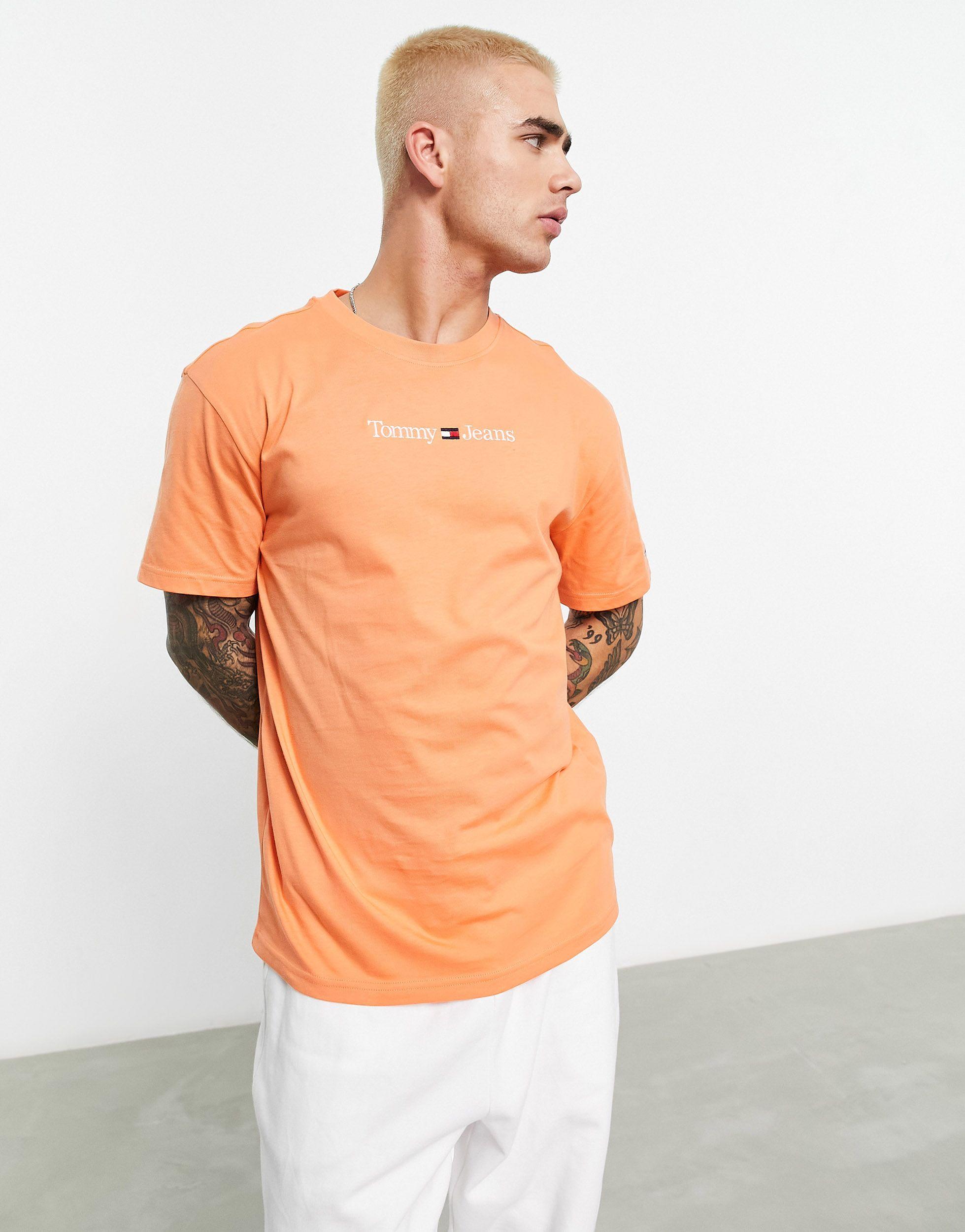 Cornwall ironi behagelig Tommy Hilfiger Tiny Linear Logo T-shirt in Orange for Men | Lyst