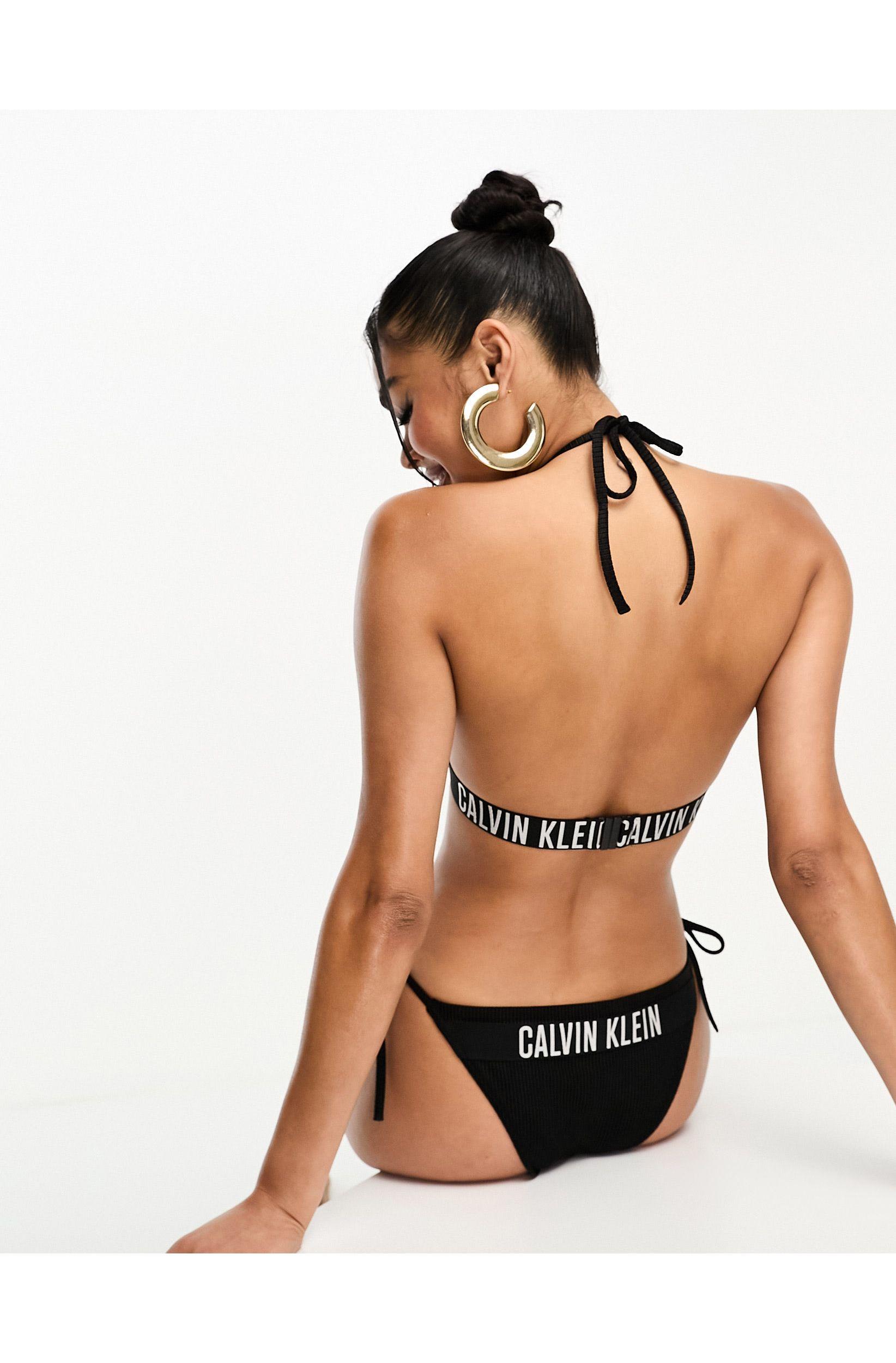 Calvin Klein Intense Power Rib Triangle Bikini Top in Black | Lyst