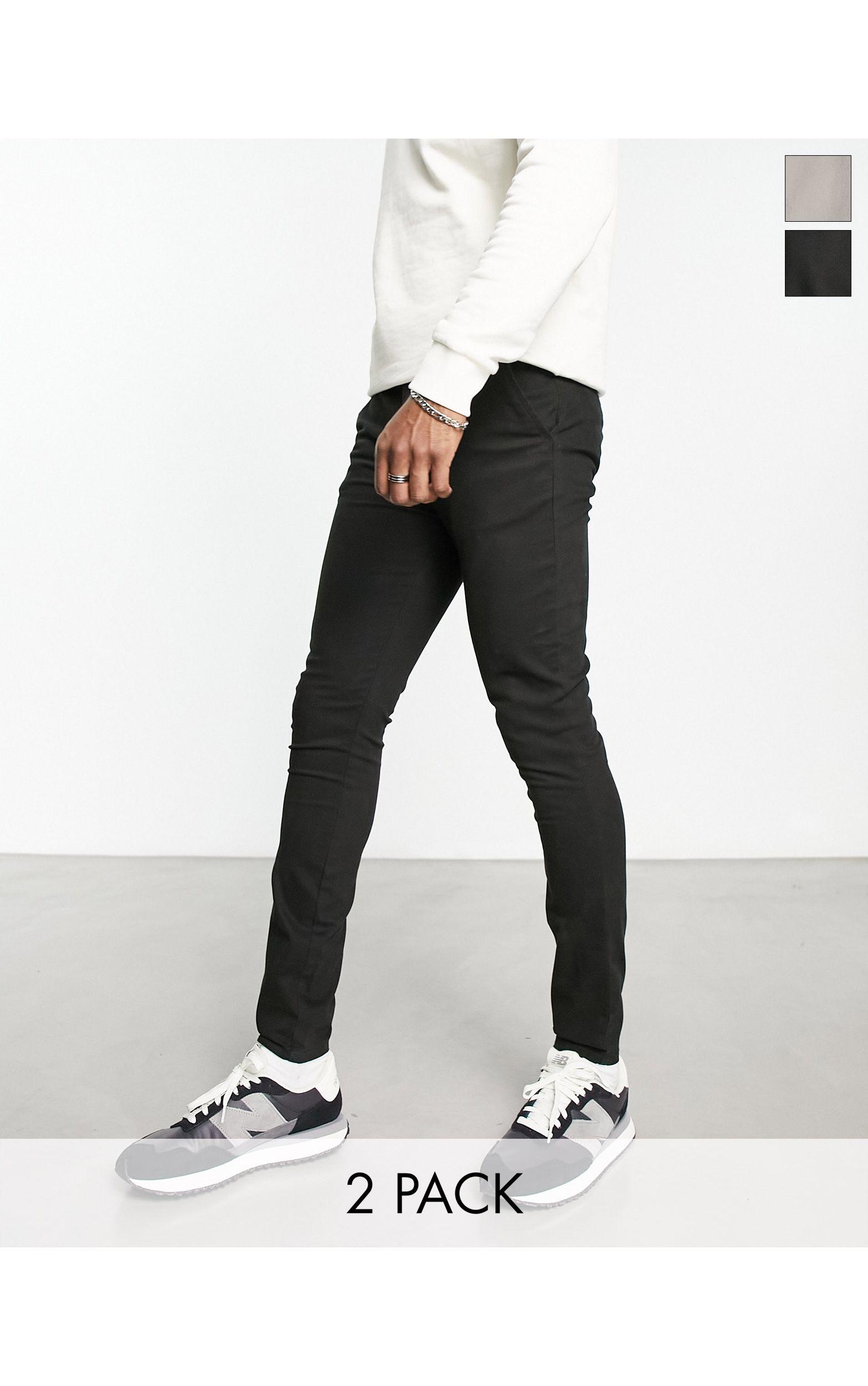 ASOS Cigarette Chinos With Pleats in Black for Men