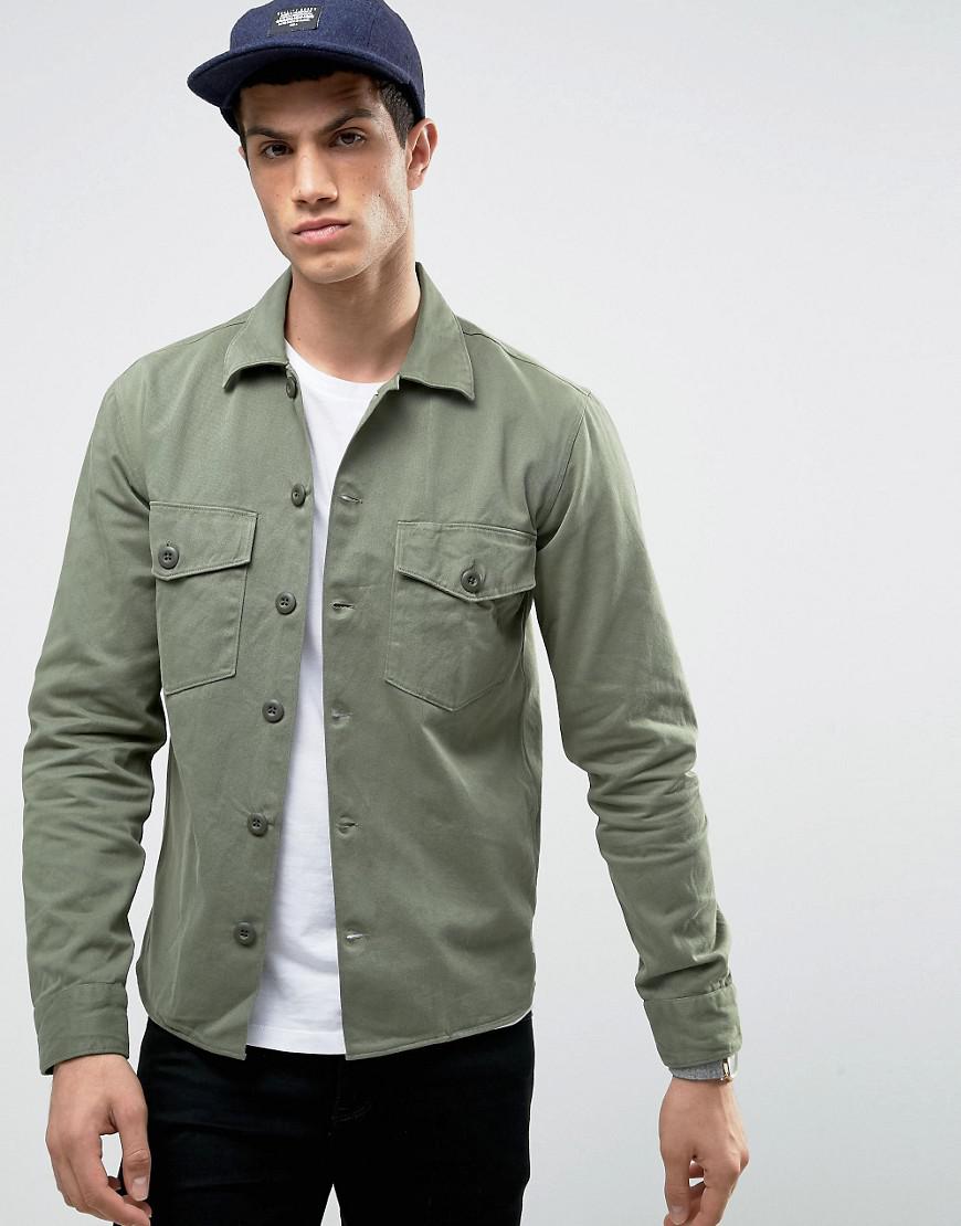 Jack & Jones Cotton Vintage Military Overshirt With Chest Pockets in Green  for Men - Lyst