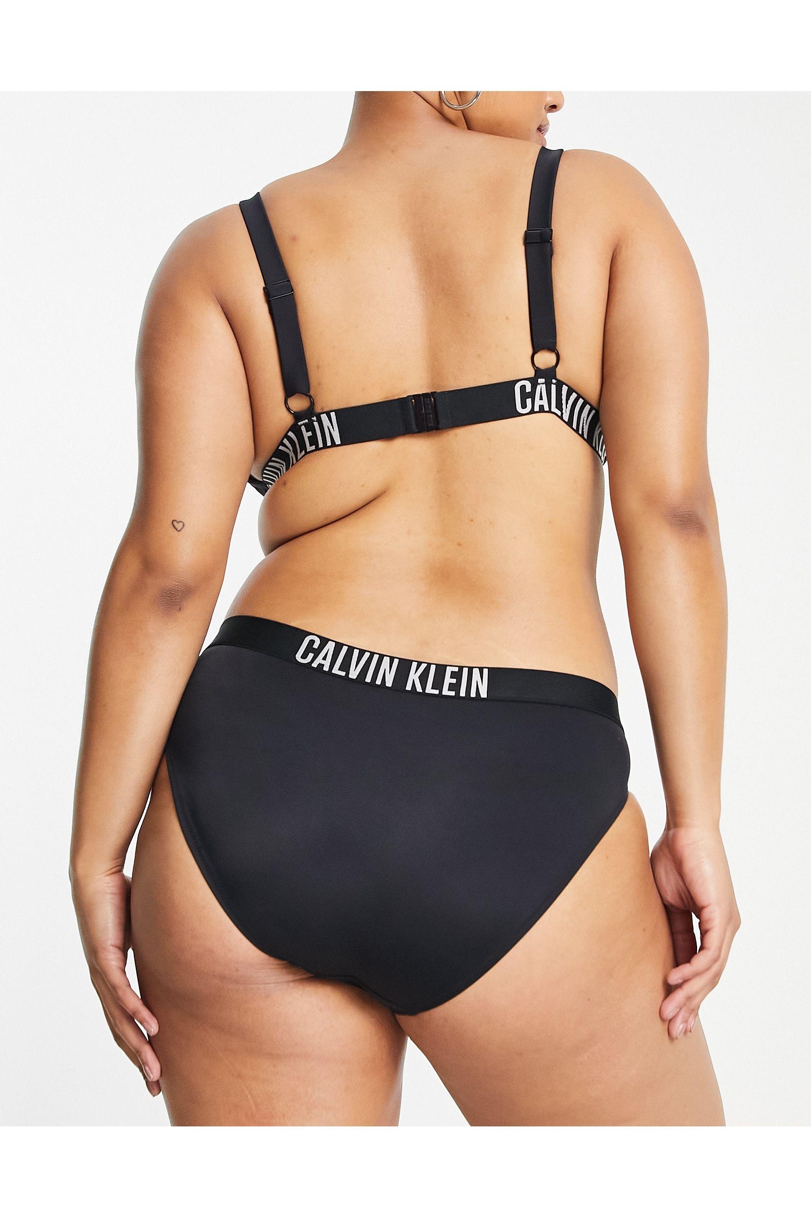 Calvin Klein Curve Logo Bikini Bottoms in Black | Lyst