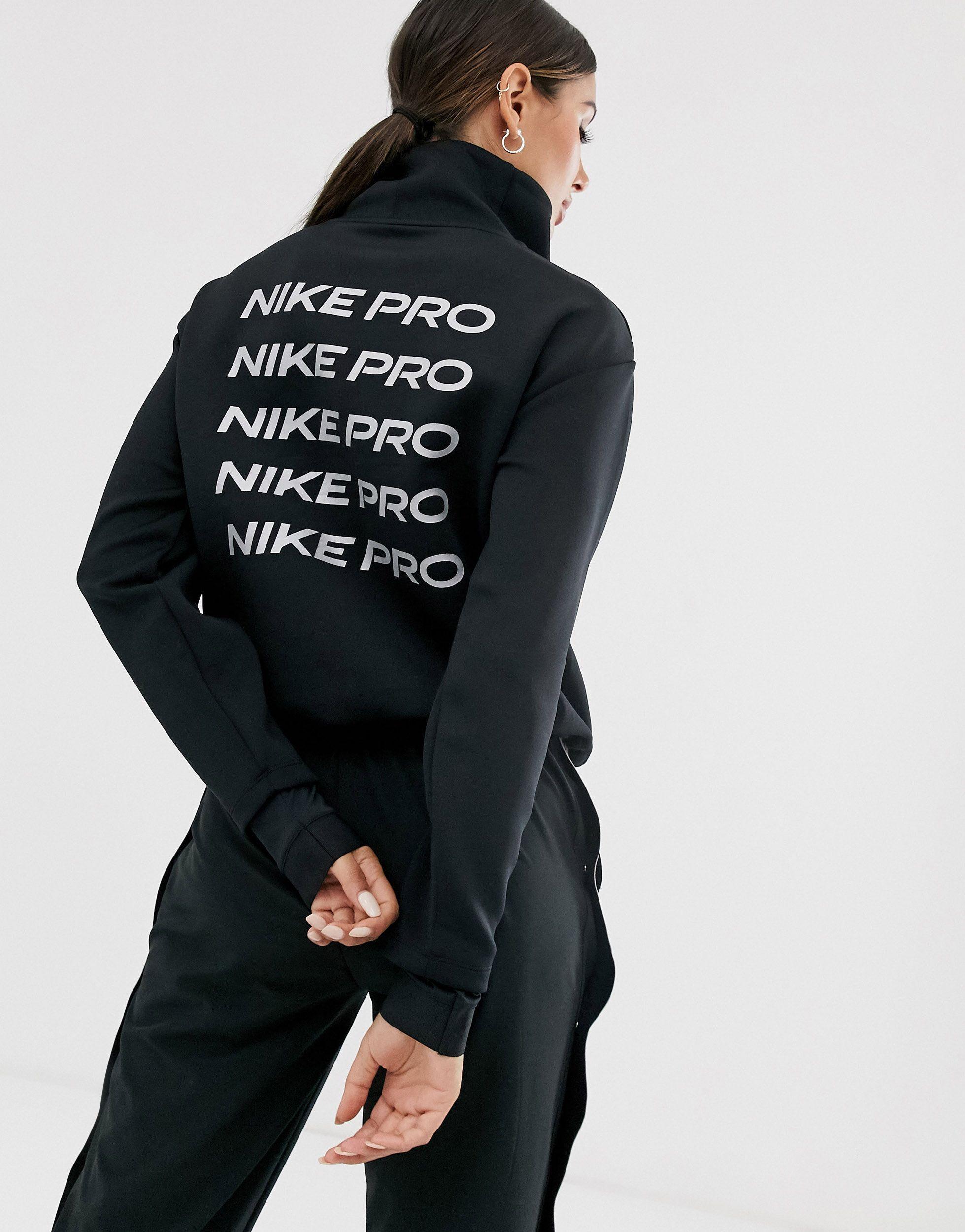 Nike Nike Pro Training Half Zip Sweatshirt in Black | Lyst
