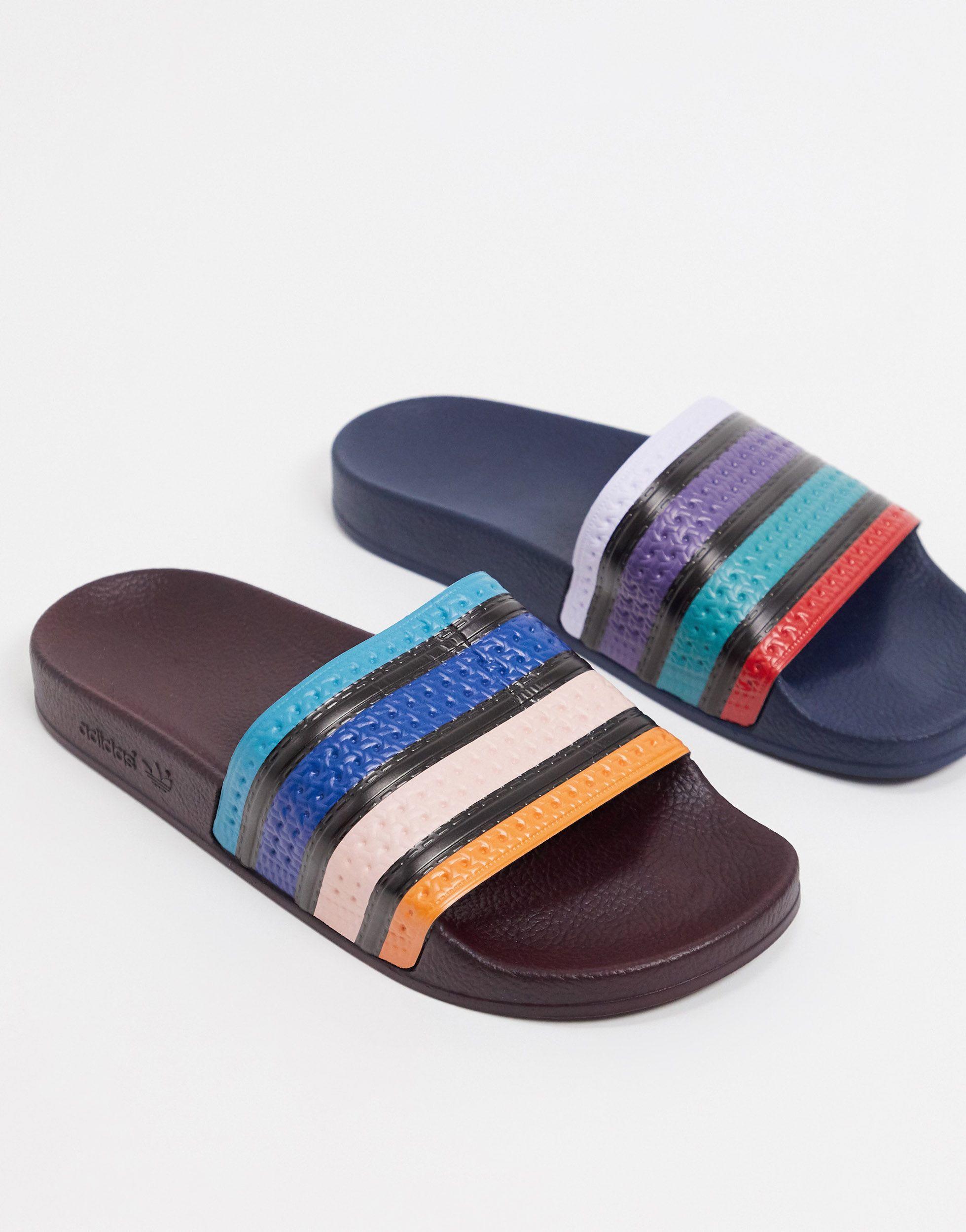 adidas Originals Adilette Mismatch Sliders With Colour Stripes in Blue for  Men | Lyst Australia