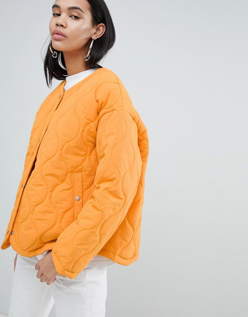 Weekday Denim Limited Edition Quilted Padded Jacket in Orange - Lyst