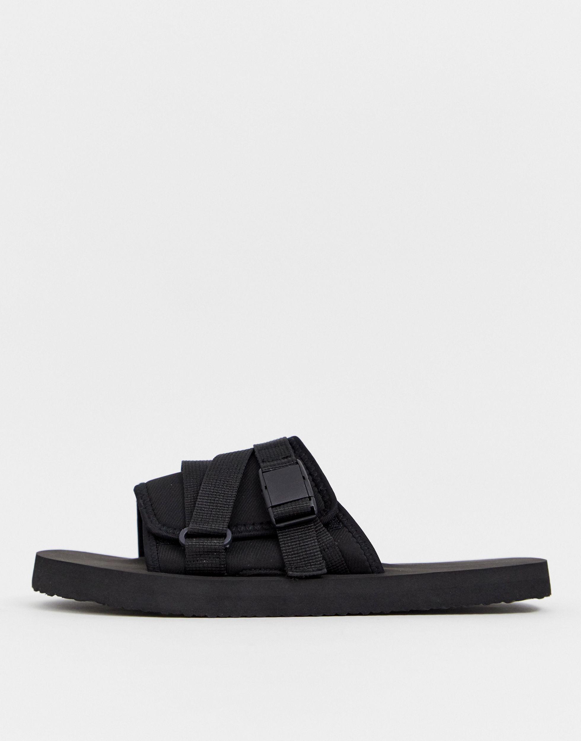 wide fit black sliders