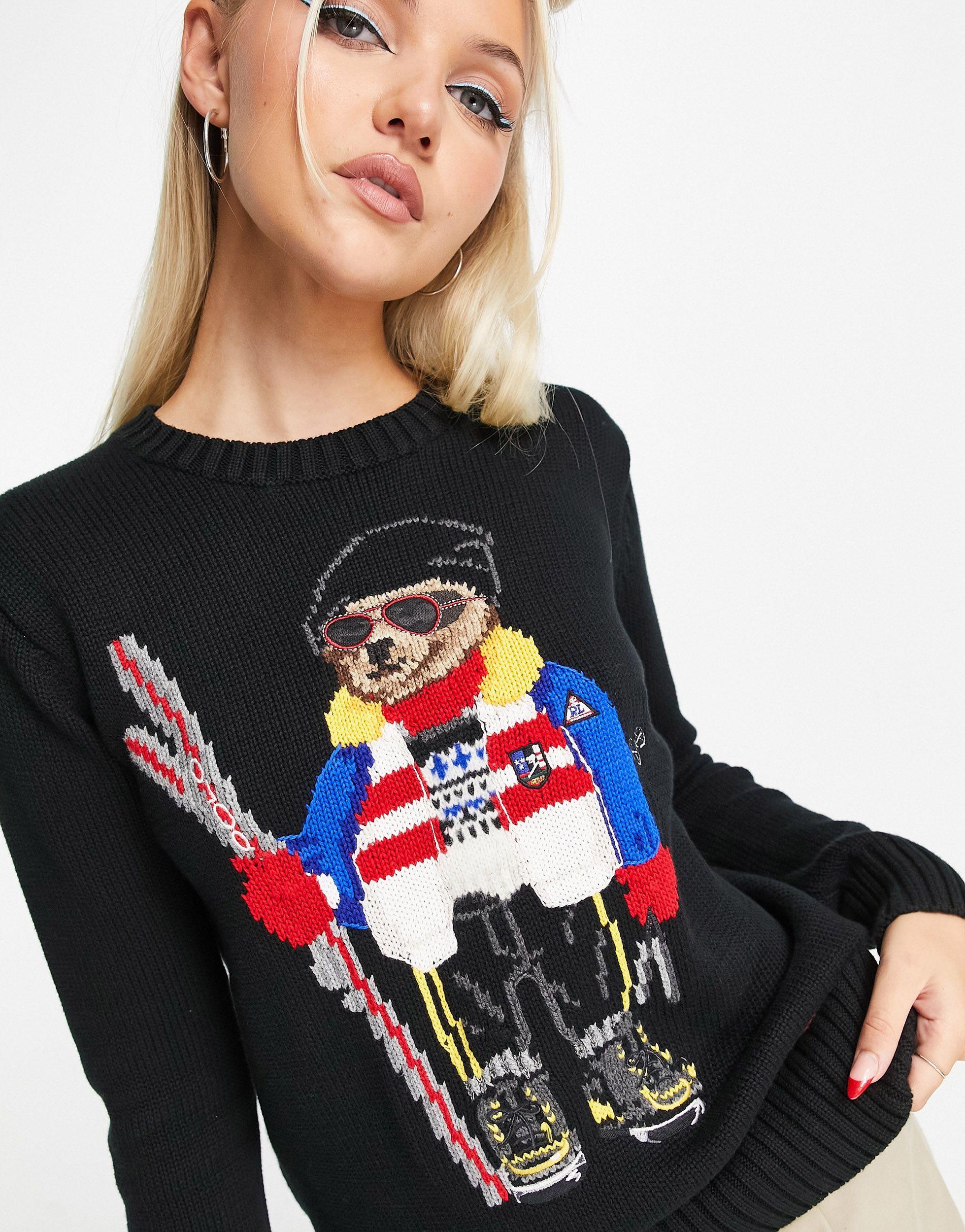 Polo Ralph Lauren Ski Bear Knit Jumper In Black Lyst Uk