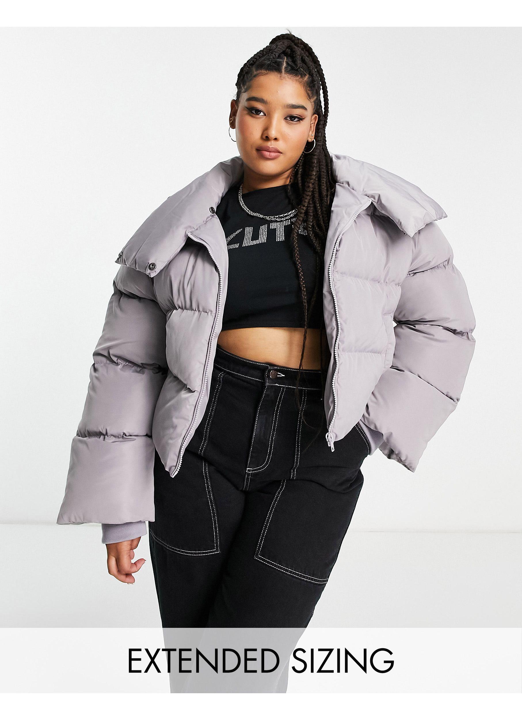 Collusion Plus Oversized Wadded Puffer Jacket in Gray | Lyst