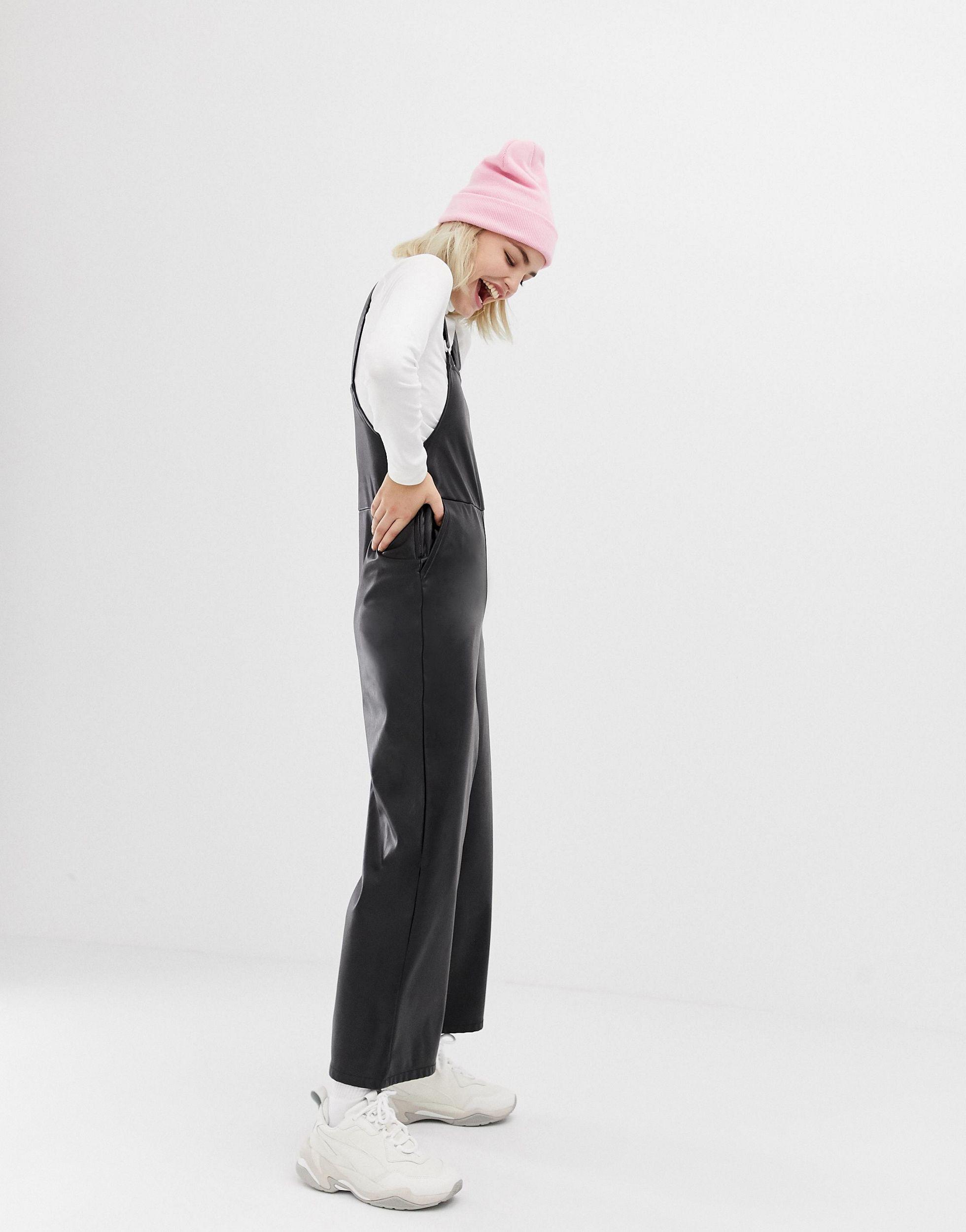 leather look dungarees