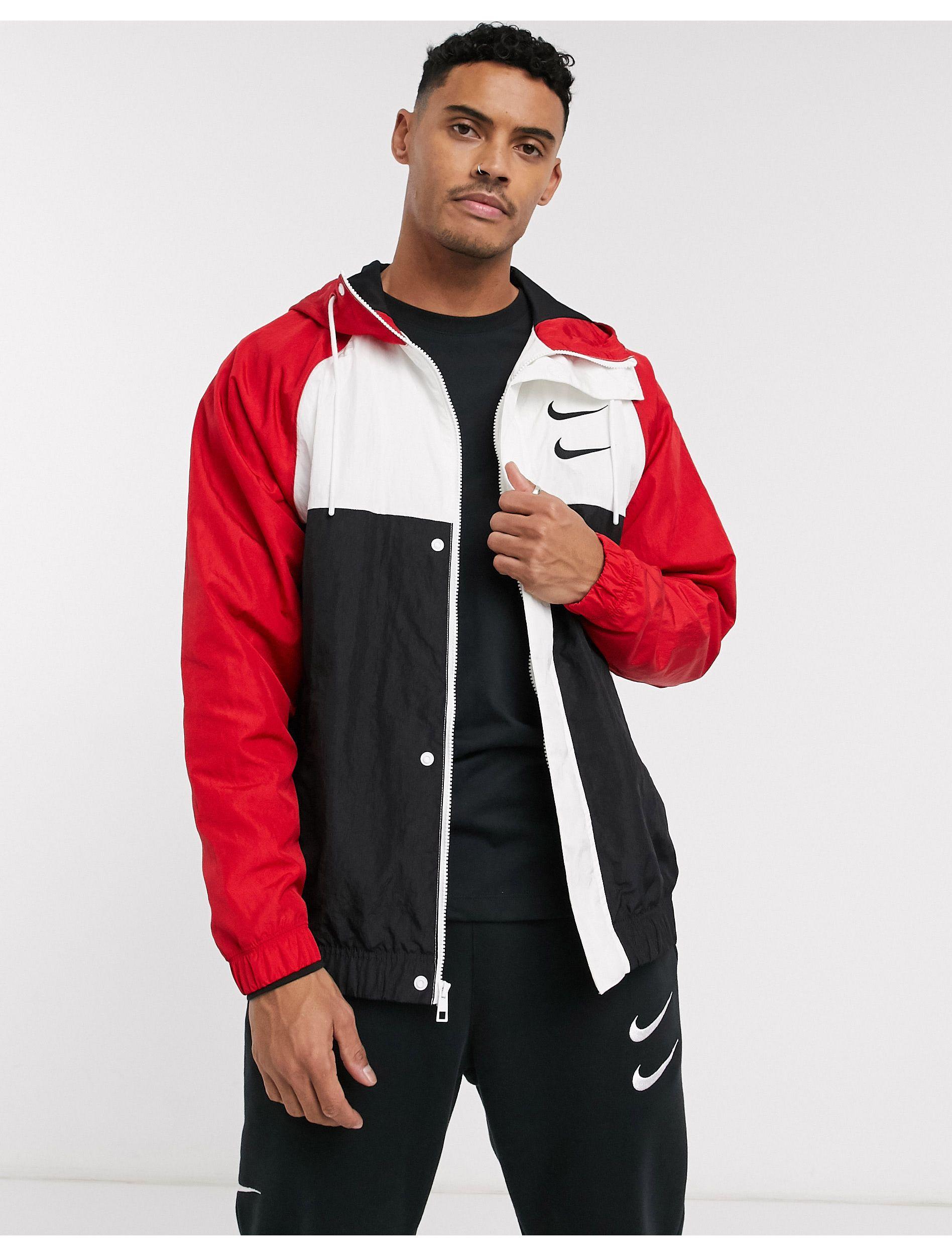 software lepel Consumeren Nike Swoosh Colourblock Zip-through Woven Hooded Jacket in Red for Men |  Lyst Canada