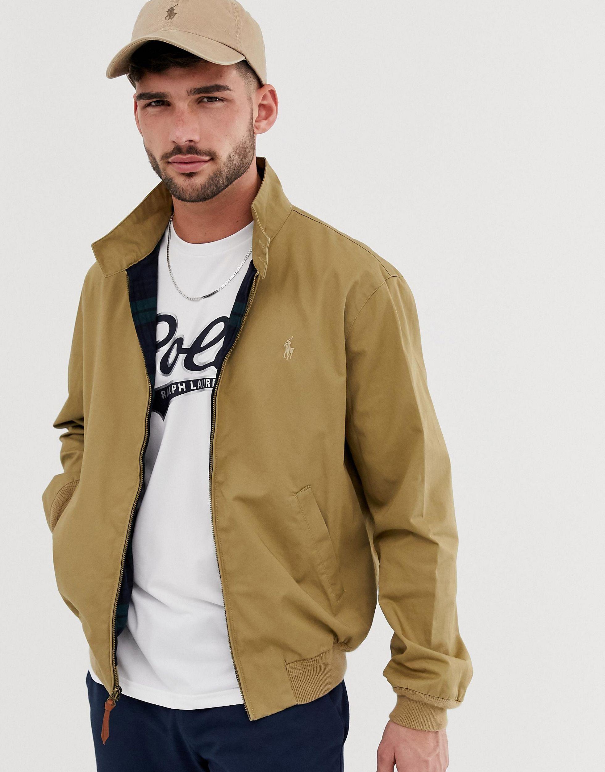 Polo Ralph Lauren Barracuda Player Logo Cotton Harrington Jacket in Tan  (Brown) for Men | Lyst