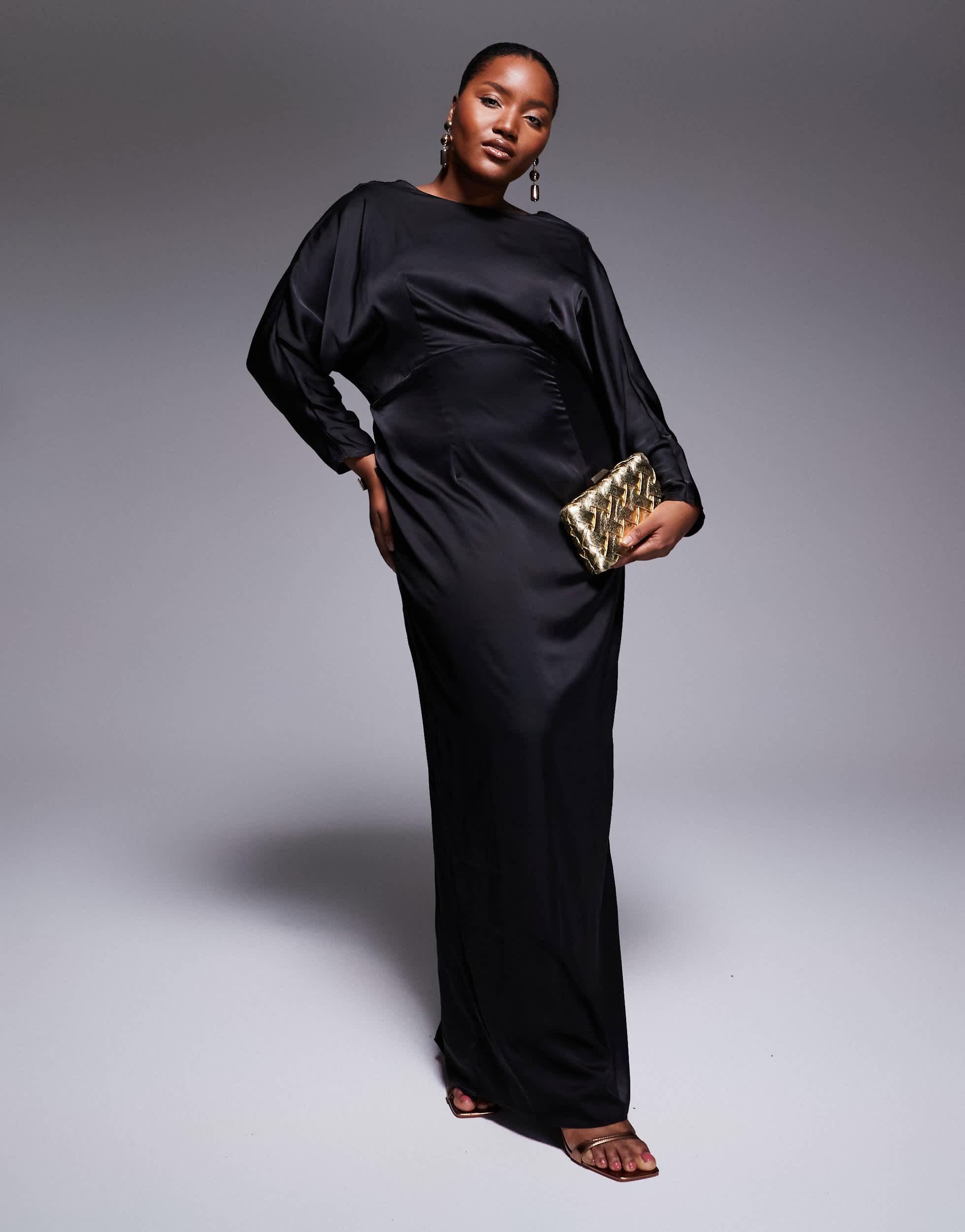 knee length dresses for ladies Shona Joy La Lune One Shoulder Cowl Back Maxi Dress in Black
