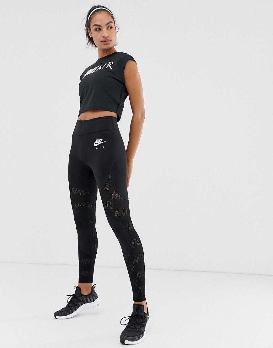 Nike Nike Air Running Leggings With Mesh Panels In Black | Lyst
