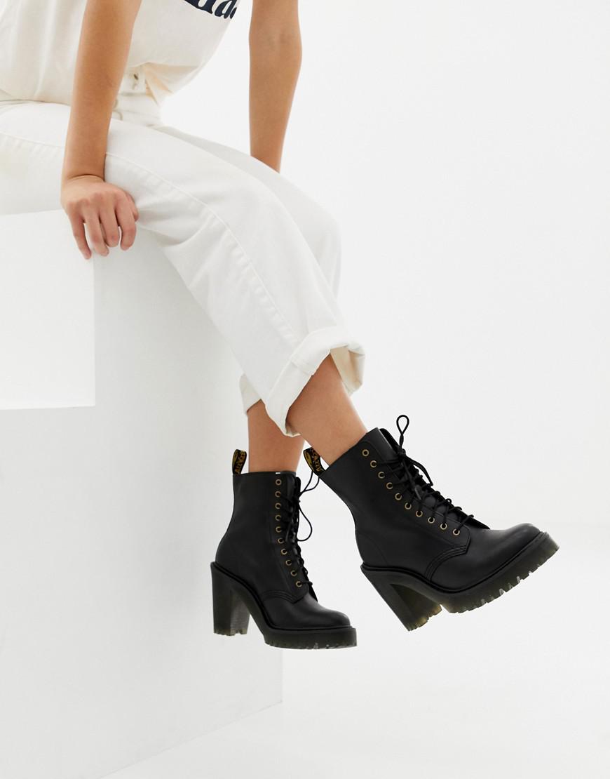 Dr. Martens Kendra Black Leather Heeled Ankle Boots | Lyst