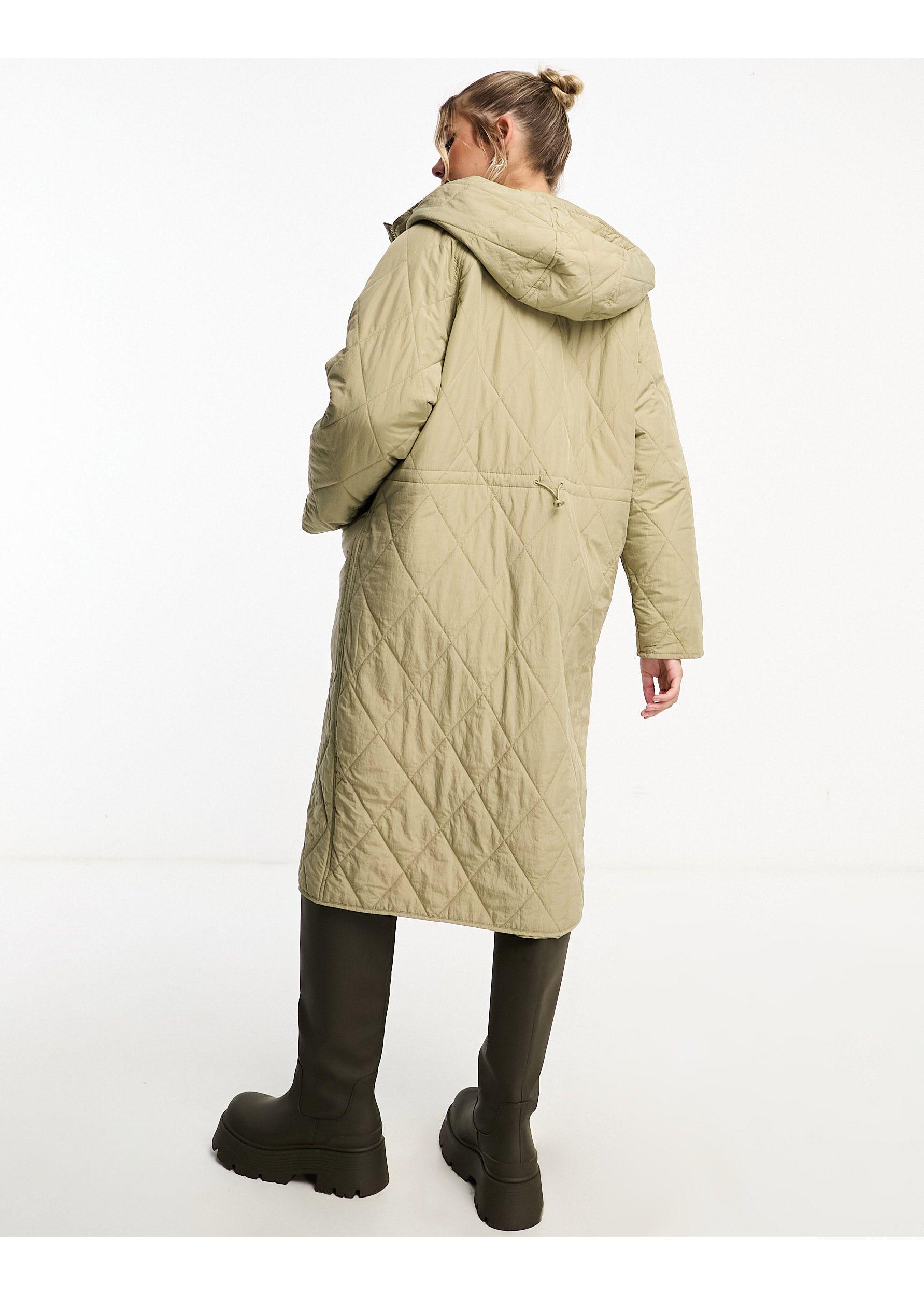 Manteau long matelassé à capuche - écru Pull&Bear en coloris Blanc | Lyst