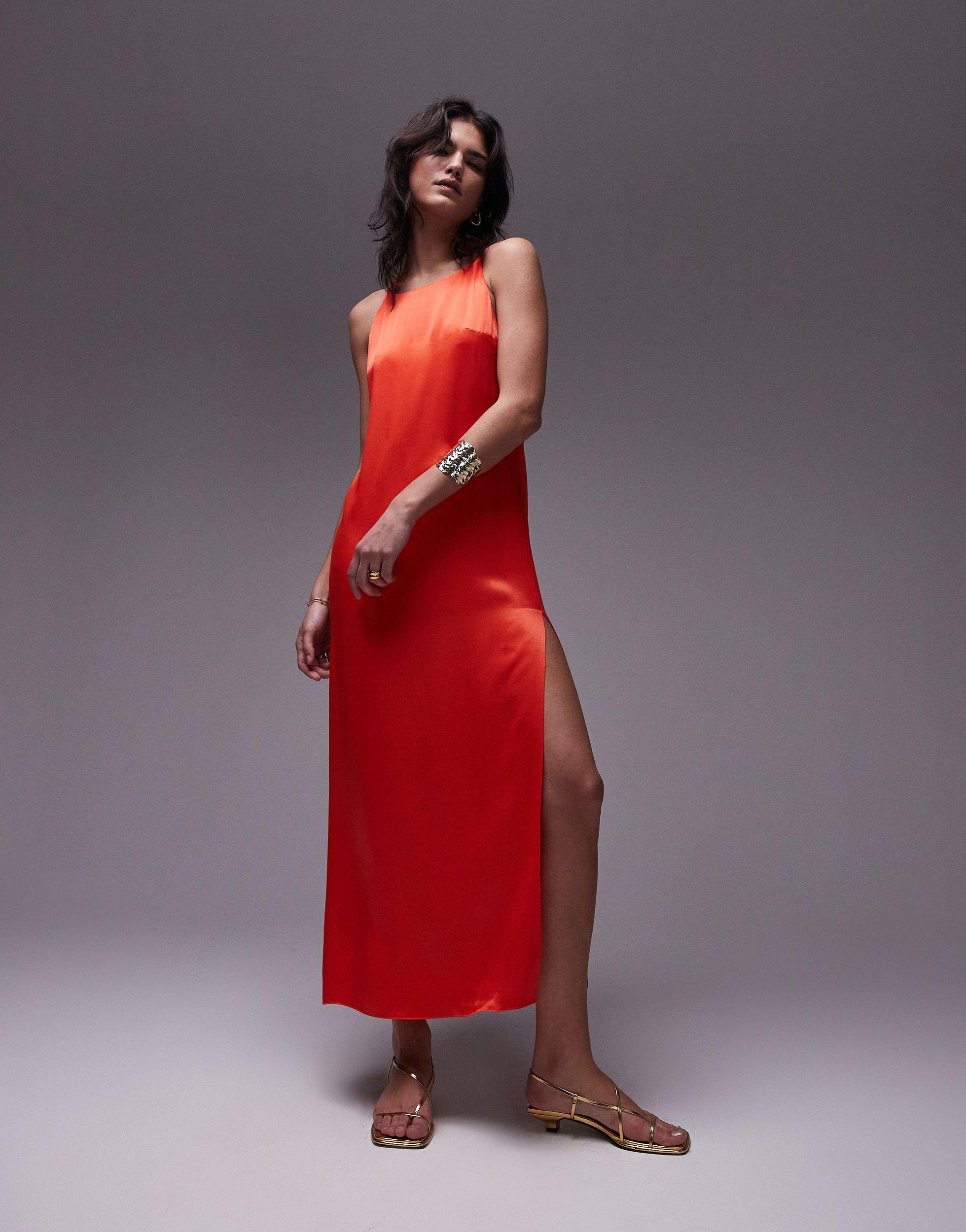 Robe longue col montant TOPSHOP en coloris Rouge Lyst