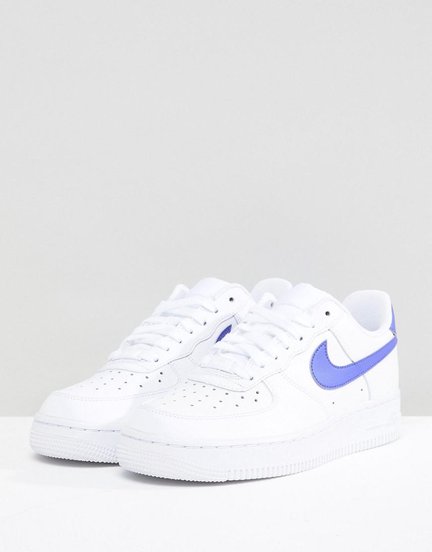 nike air force 1 trainers in white and blue