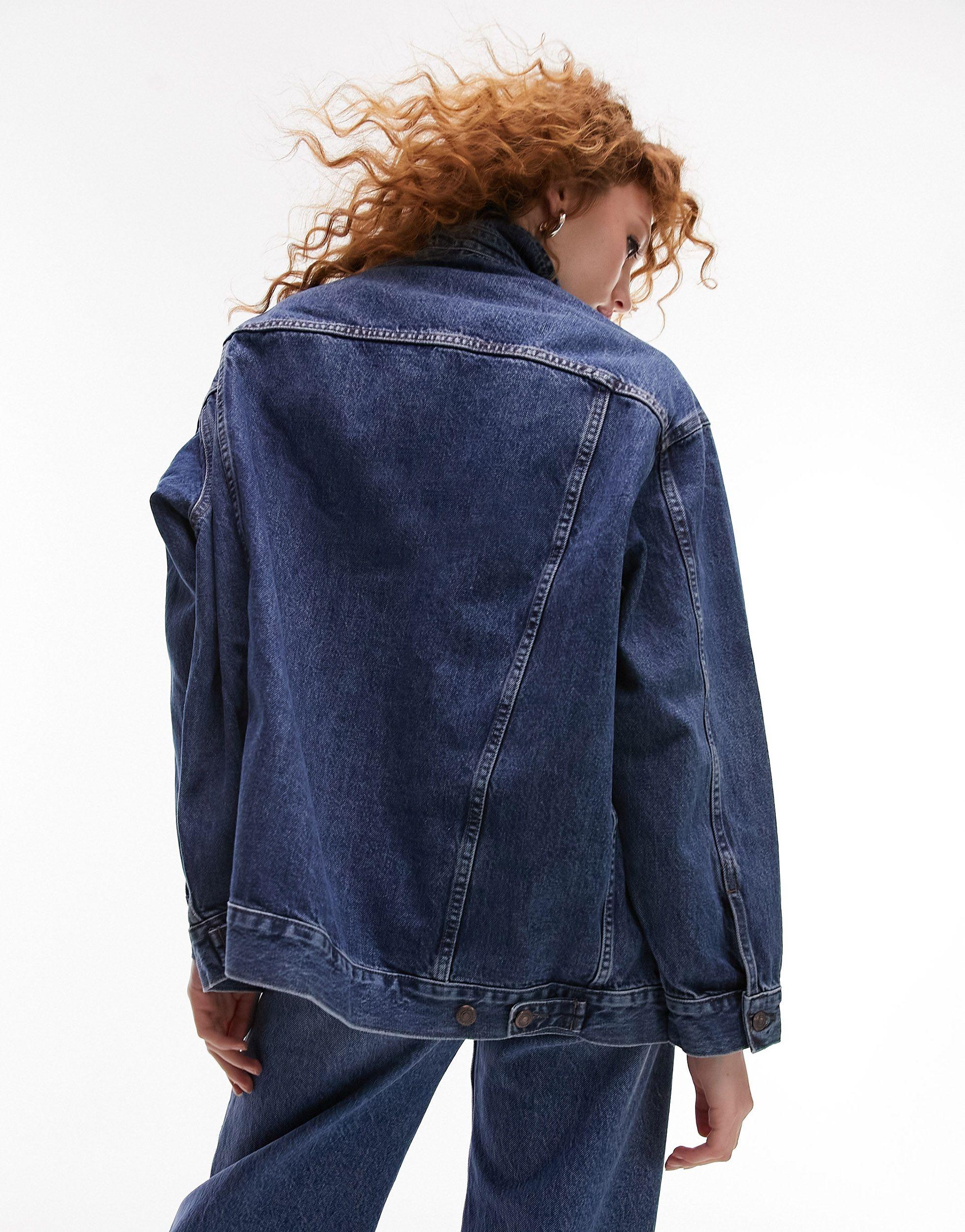 TOPSHOP Denim Dad Xl Jacket in Blue | Lyst