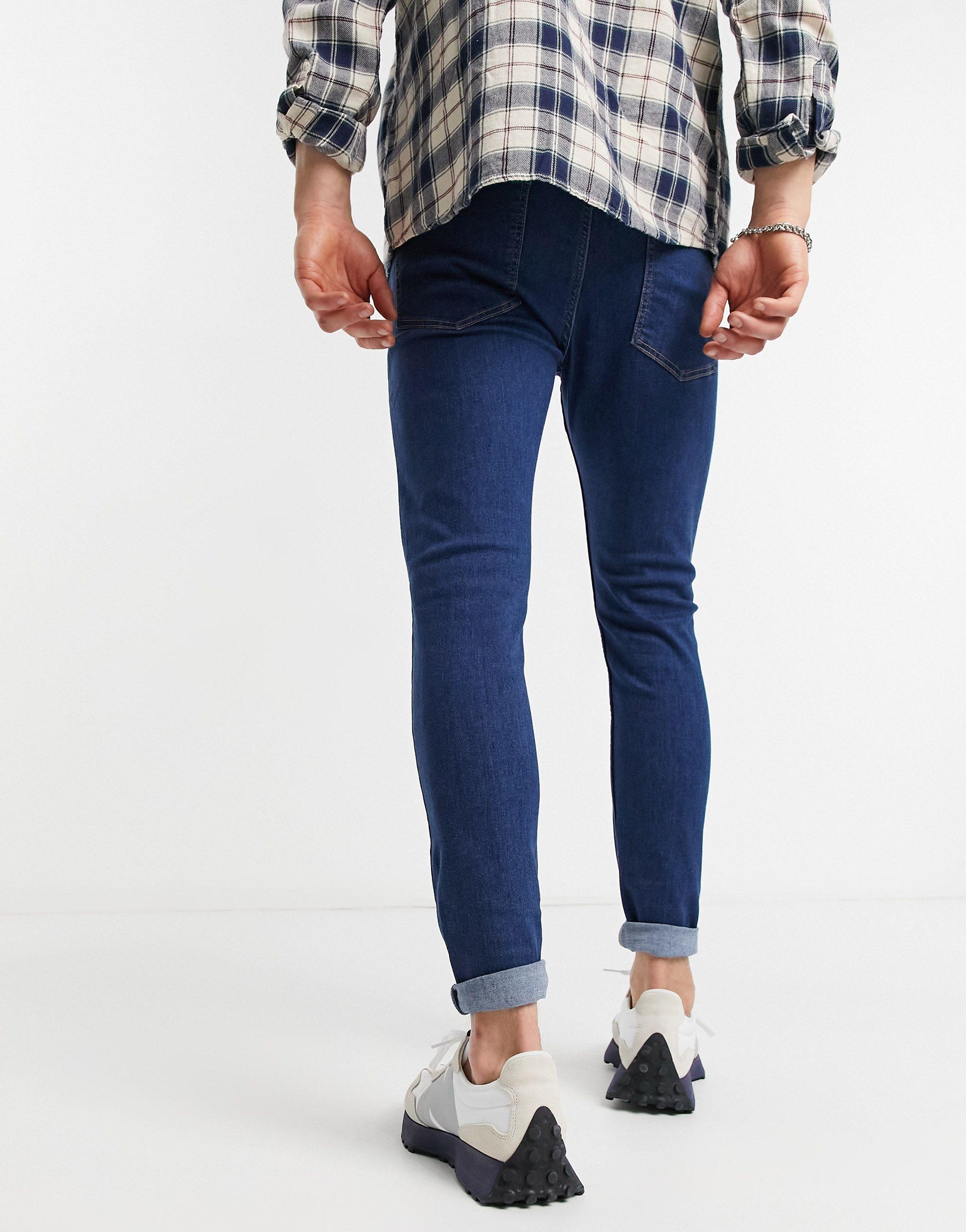 Bershka Denim Super Skinny Fit Jeans in Blue for Men - Lyst