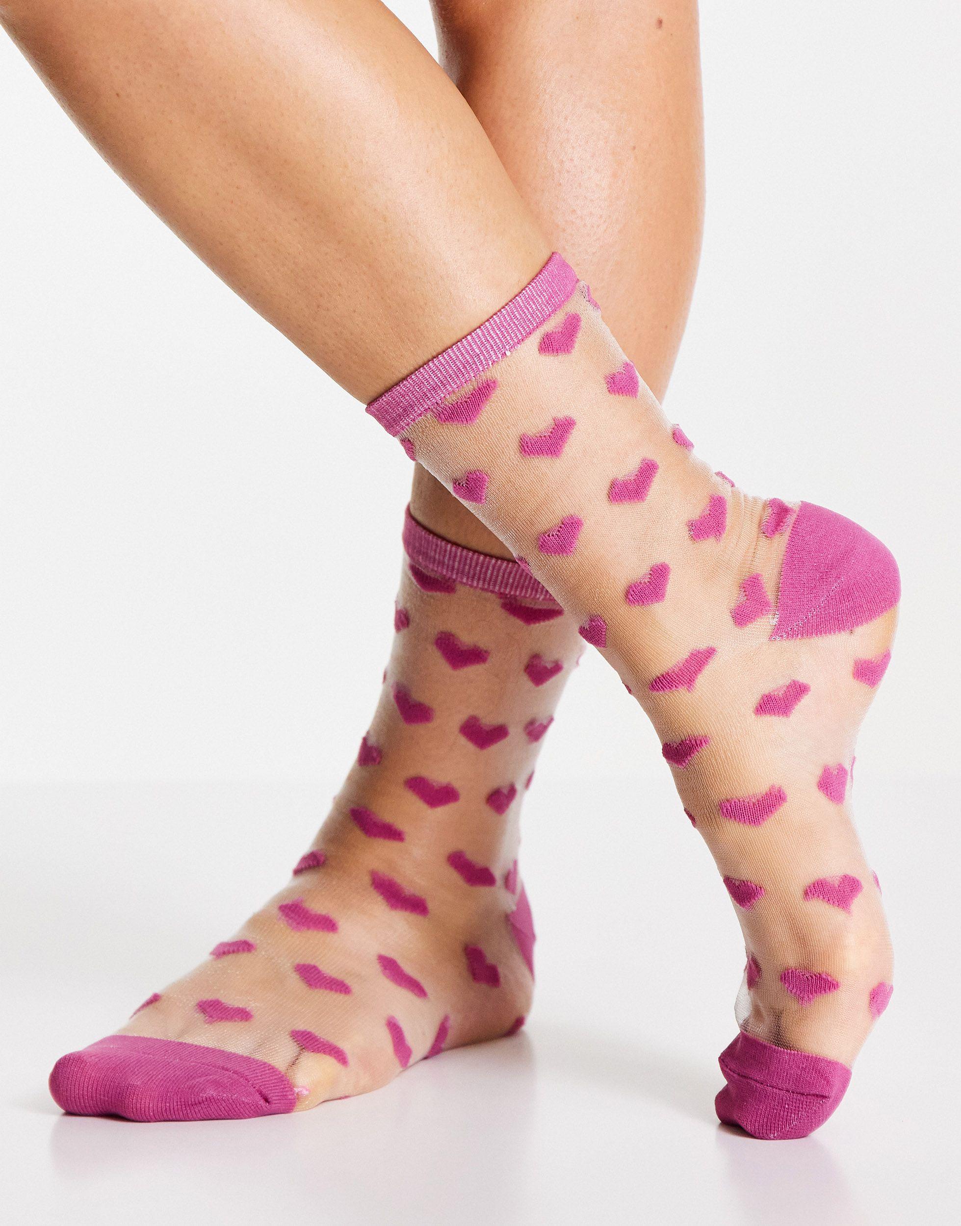 Gipsy Valentines Mesh Heart Socks in Pink | Lyst