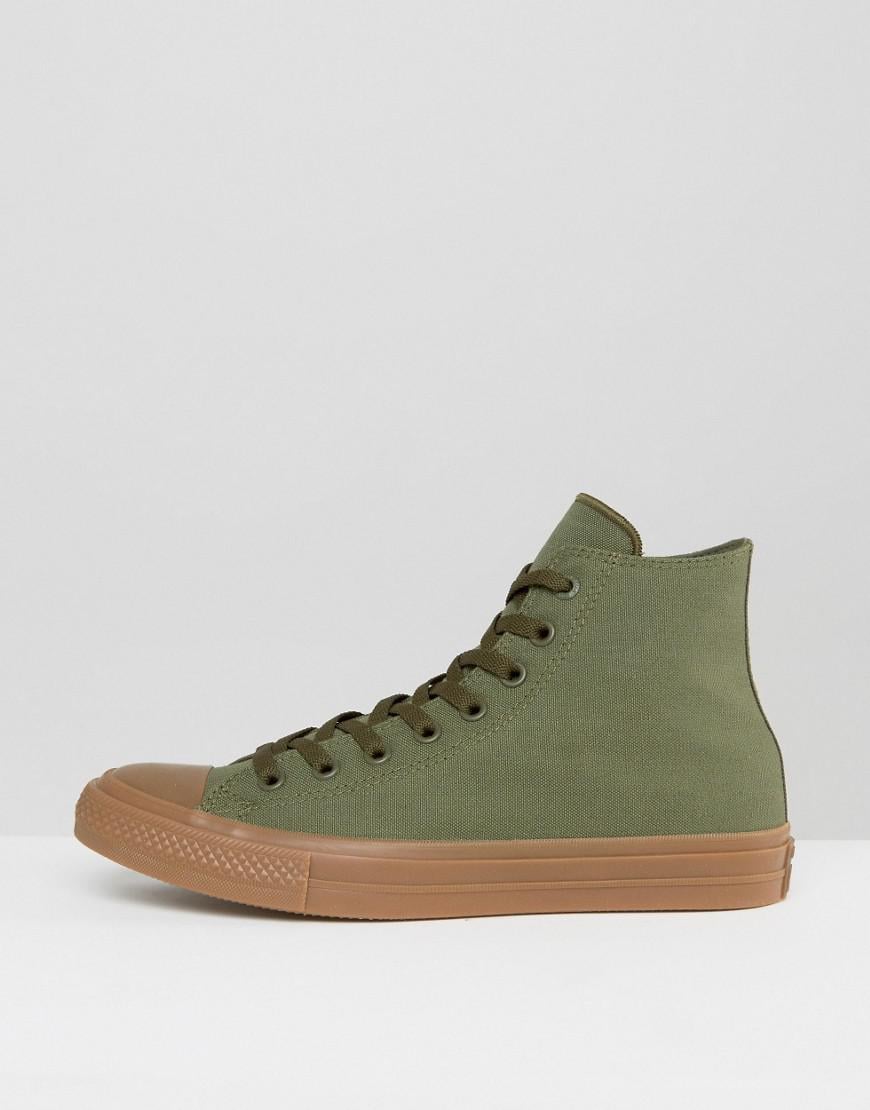 Converse Chuck Taylor All Star Ii Hi Sneakers With Gum Sole In Green for Men | Lyst