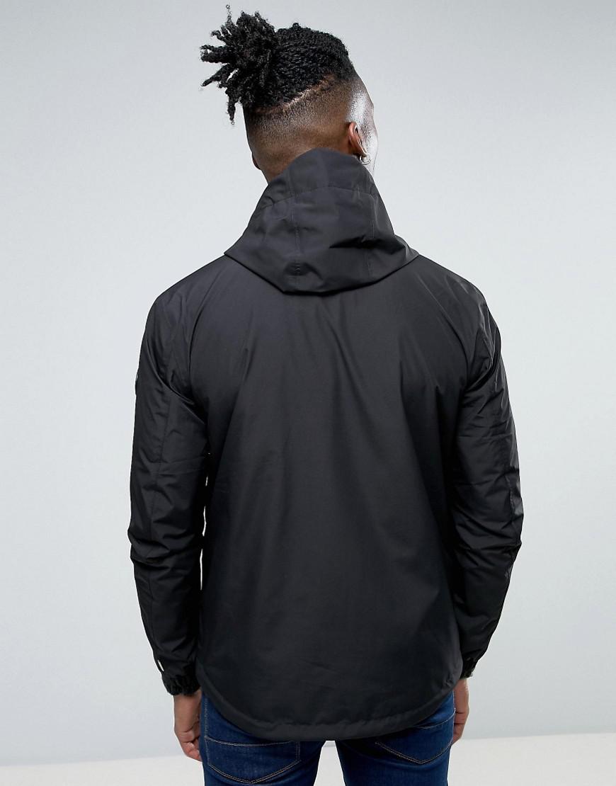 Lyst - Timberland Hooded Shell Rain Jacket Slim Fit In Black in Black ...