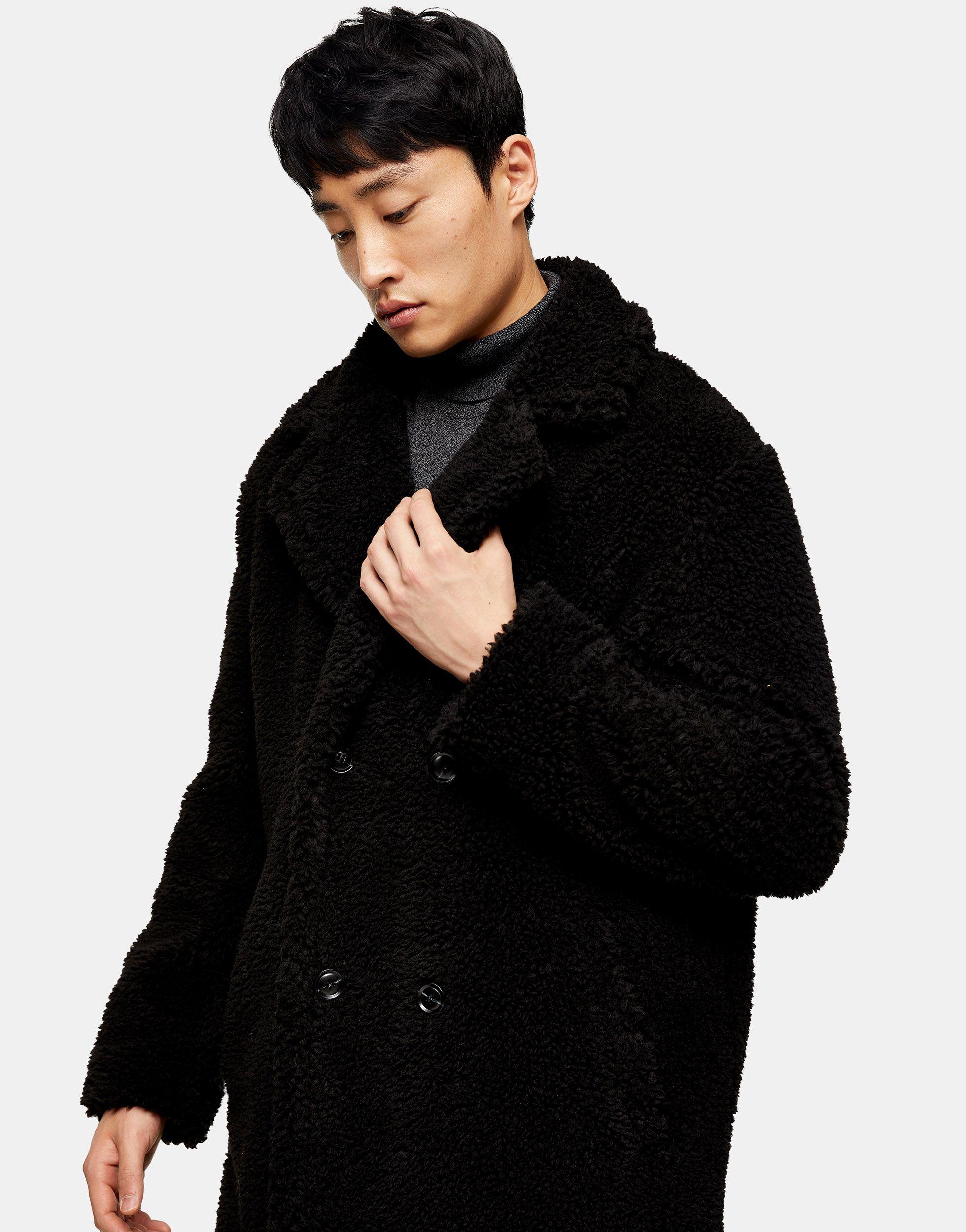 double breasted borg coat