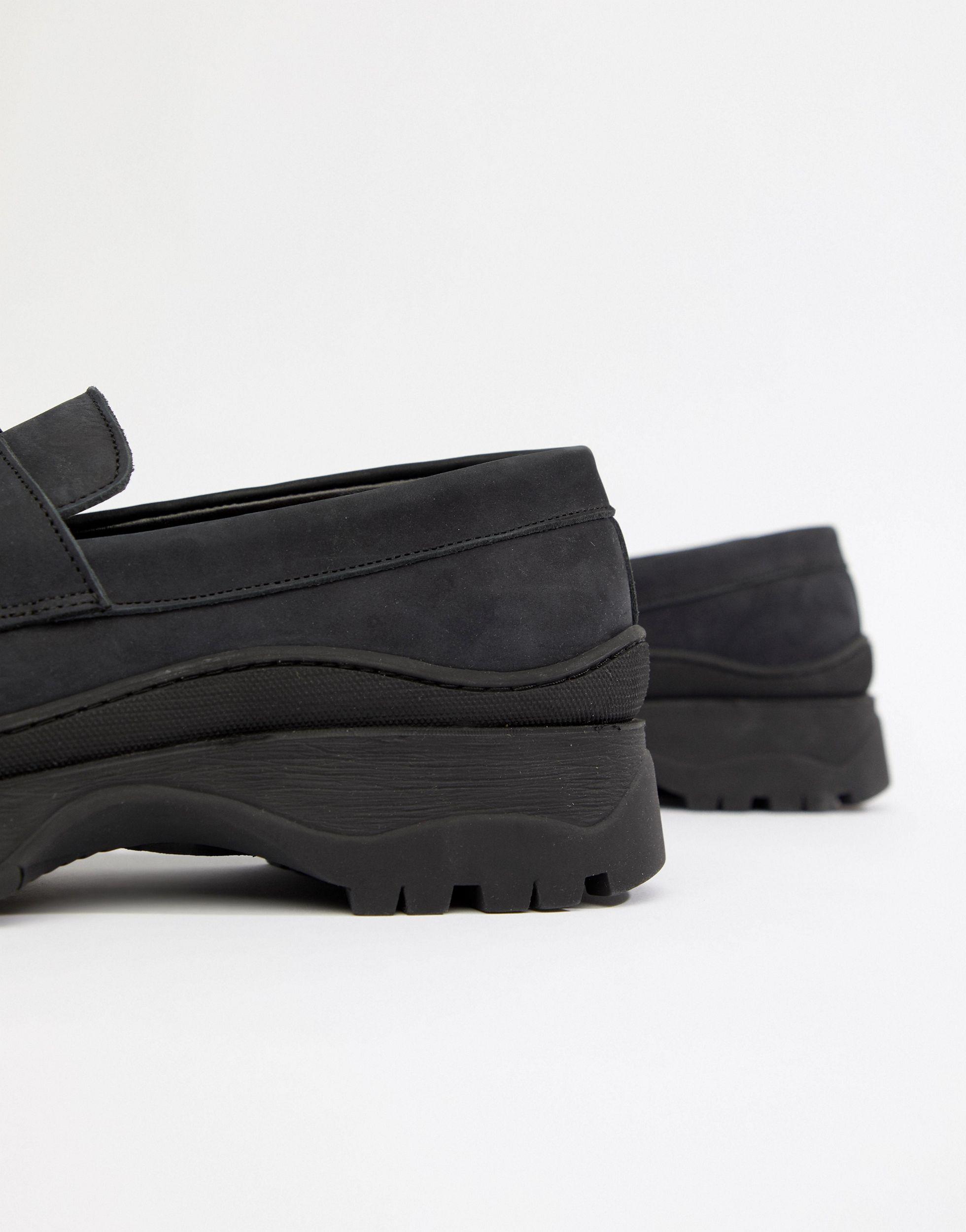 ASOS DESIGN chunky sole creeper in black leather