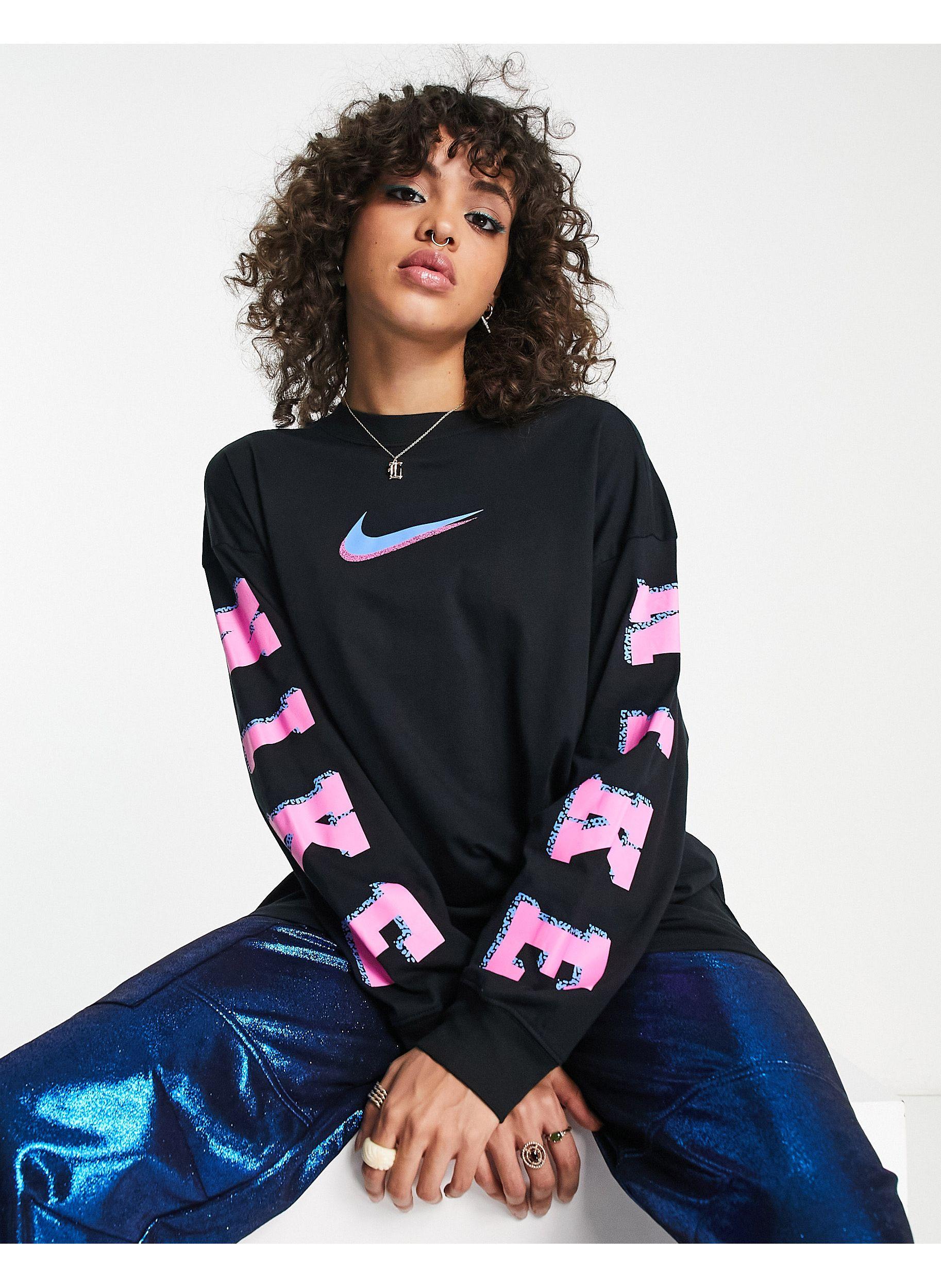 Nike Sportswear Graphic Long Sleeve T-shirt in Blue | Lyst UK