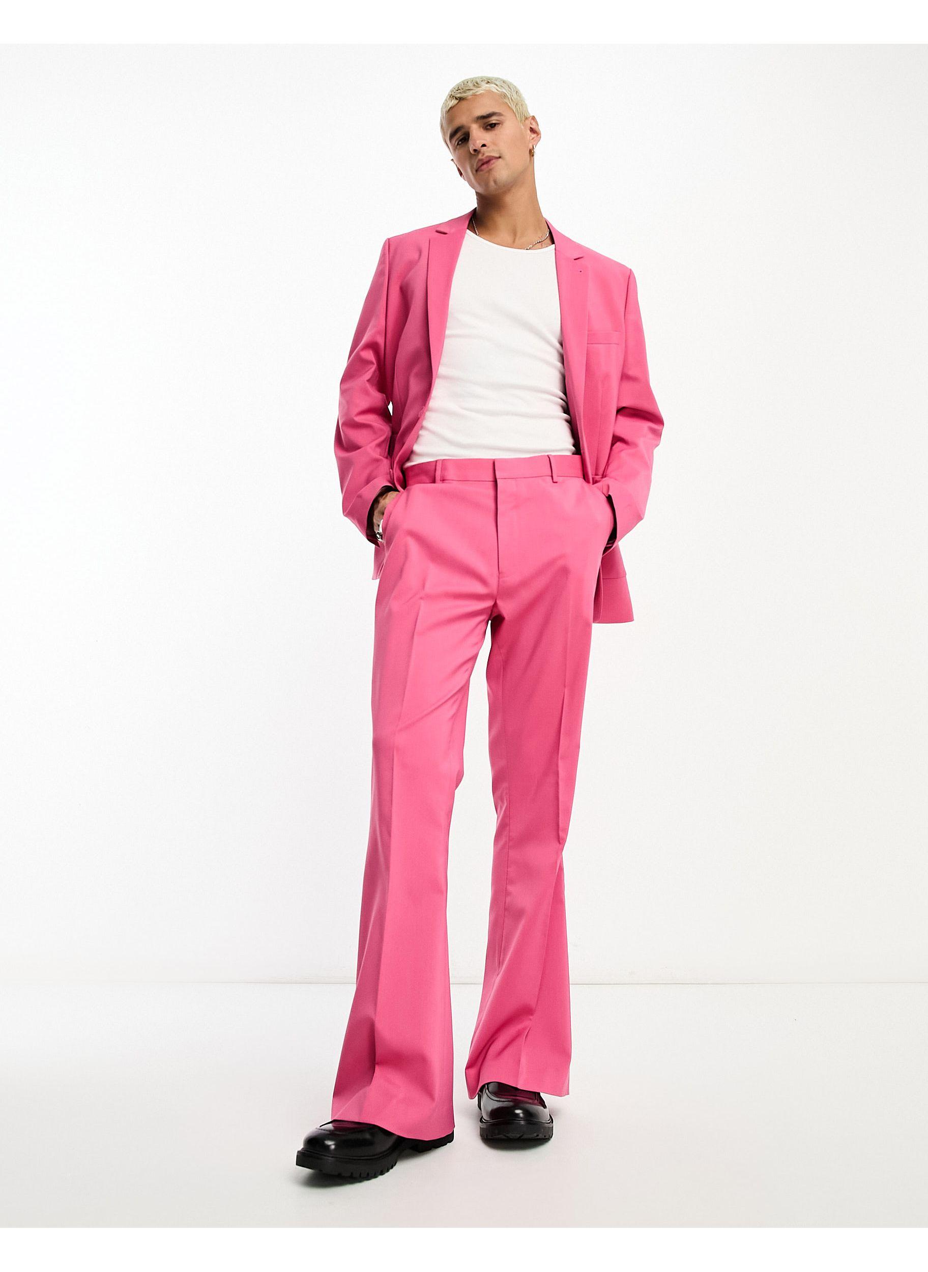 ASOS Flare Suit Trousers in Pink for Men Lyst