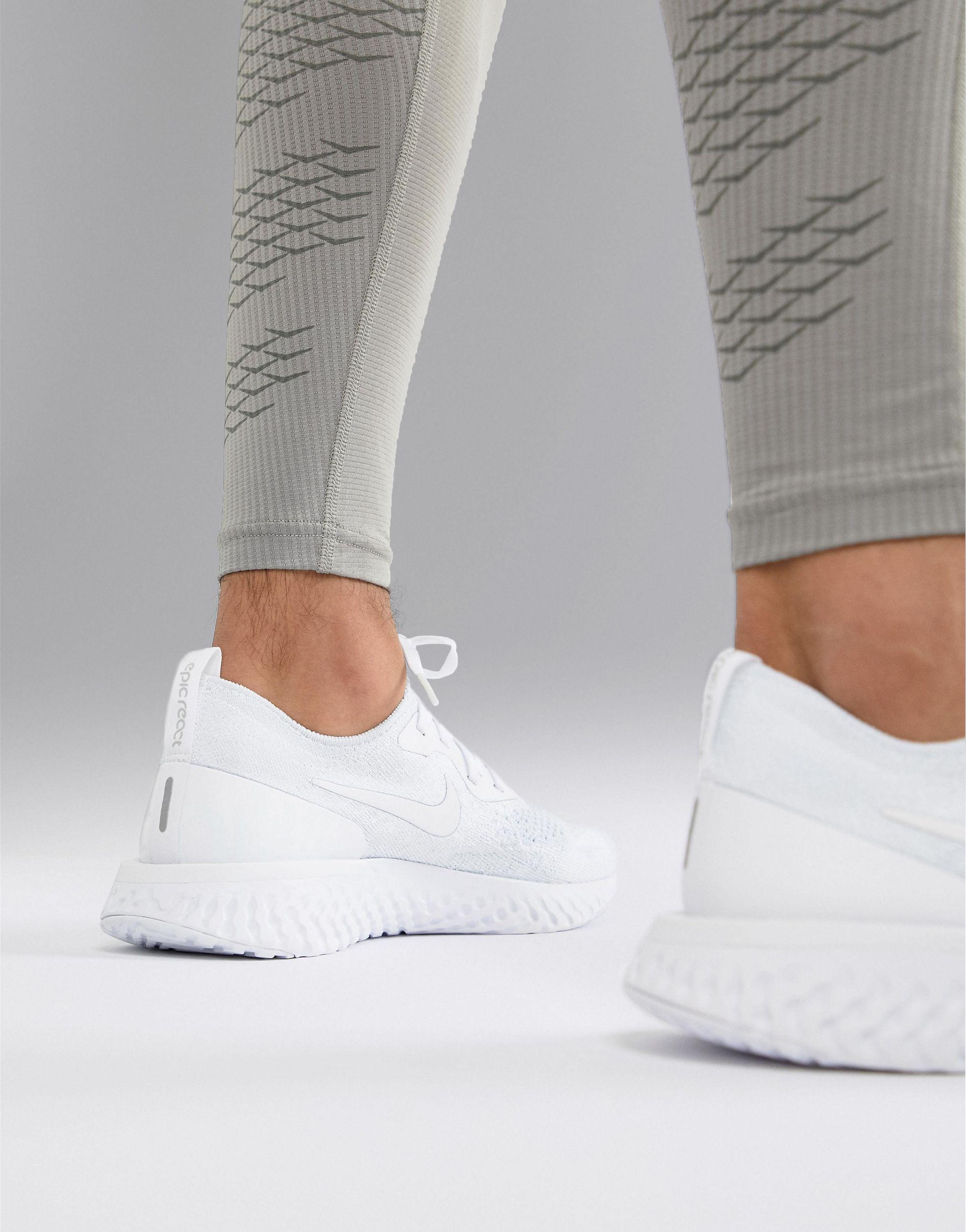 Nike Epic React Flyknit Trainers in White for Men | Lyst UK