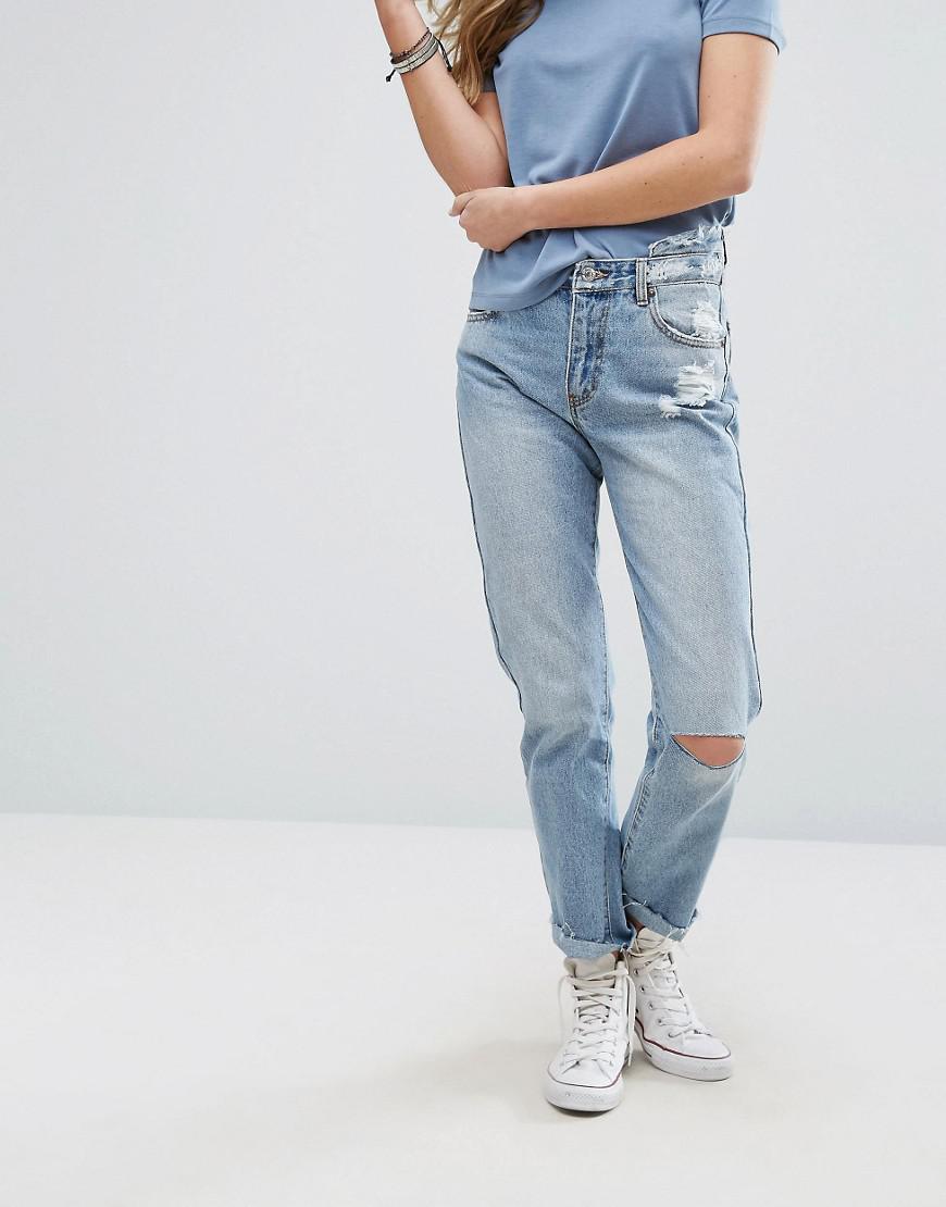 Pull And Bear Ripped Mom Jeans