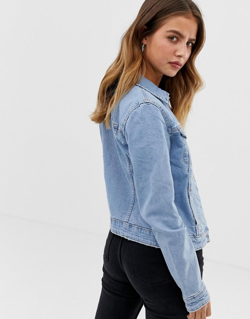 light blue fitted denim jacket