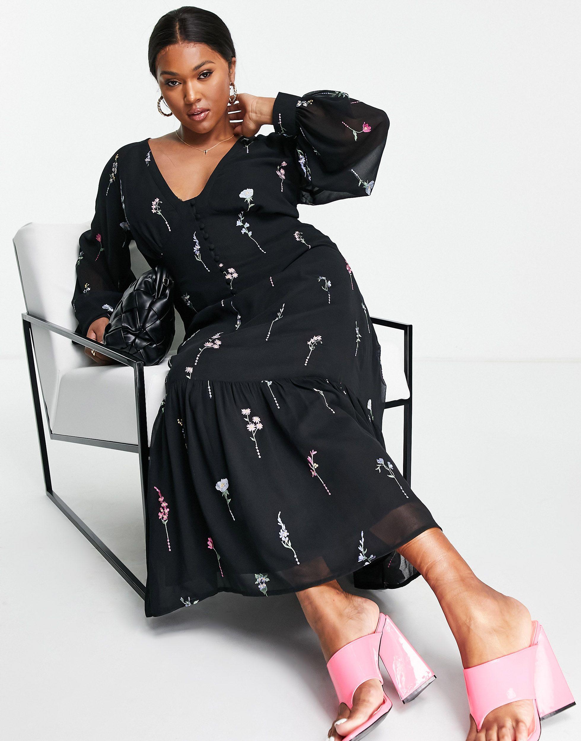 Black button tea dress cheap