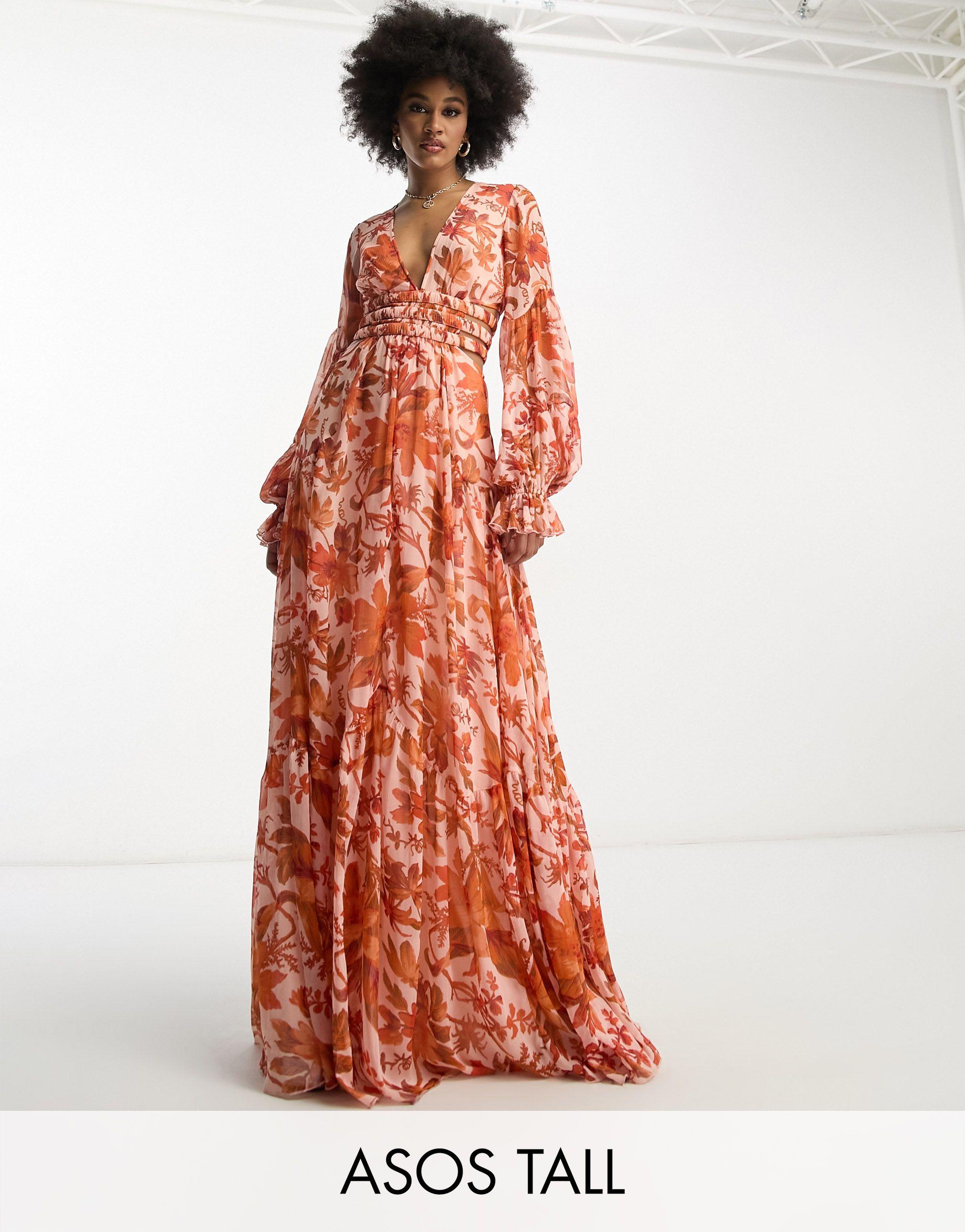 asos design plunge maxi dress with cut out detail ASOS DESIGN plunge maxi dress with cut out detail