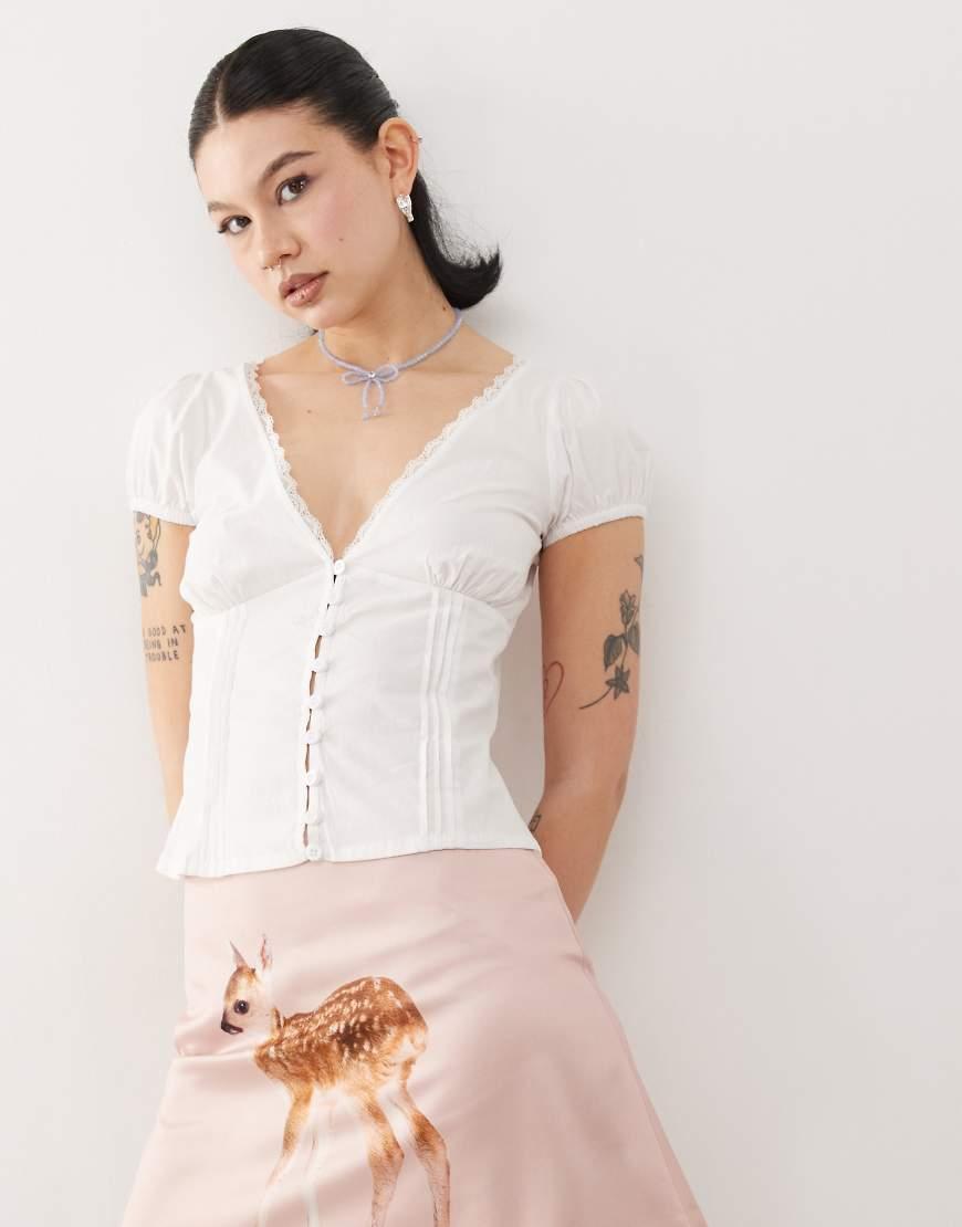Motel Ilias Corset Top in Natural Lyst UK