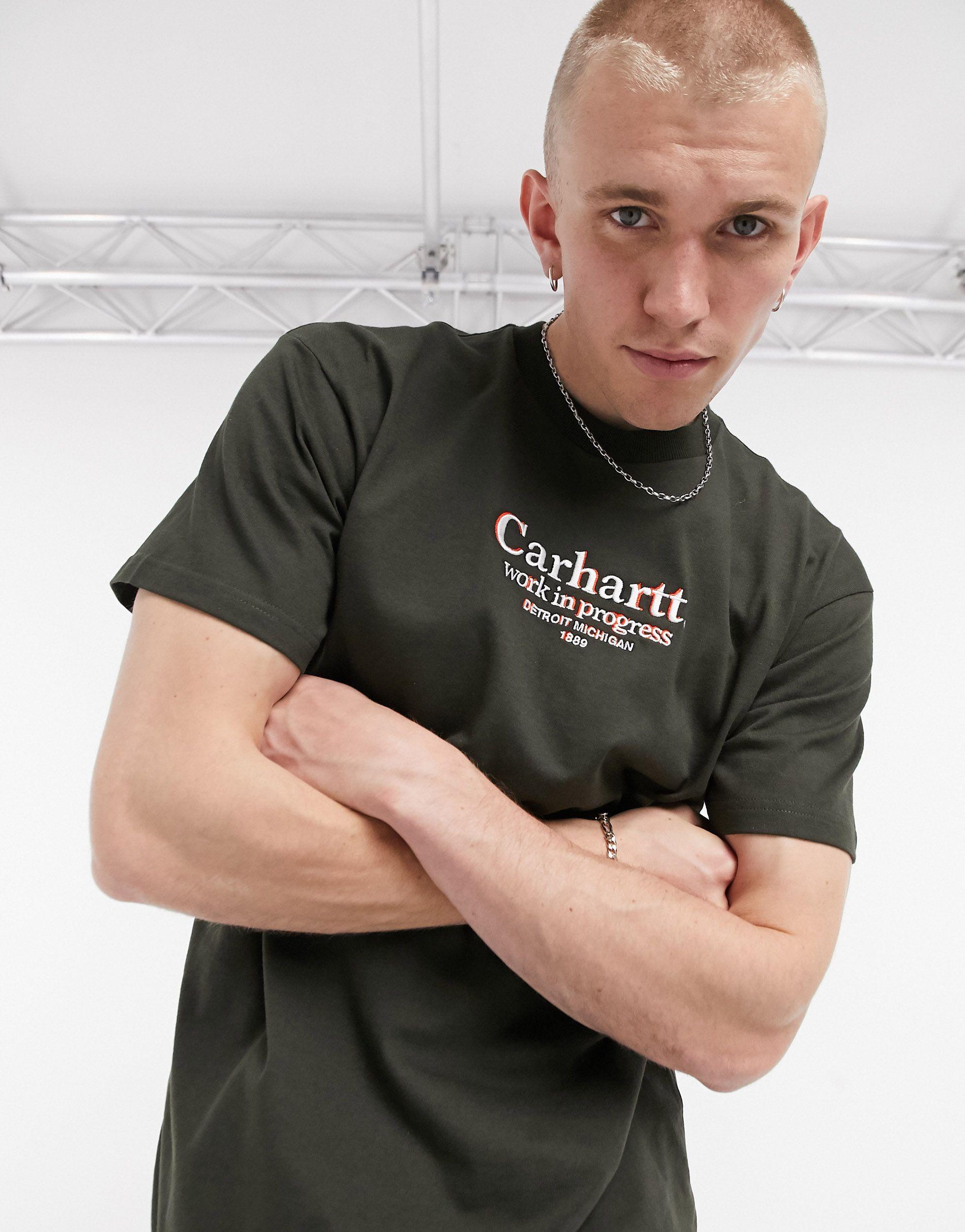 Carhartt Wip Commission Chest Logo T Shirt In Green For Men Lyst Carhartt Wip Commission Chest Logo T Shirt In Green For Men Lyst