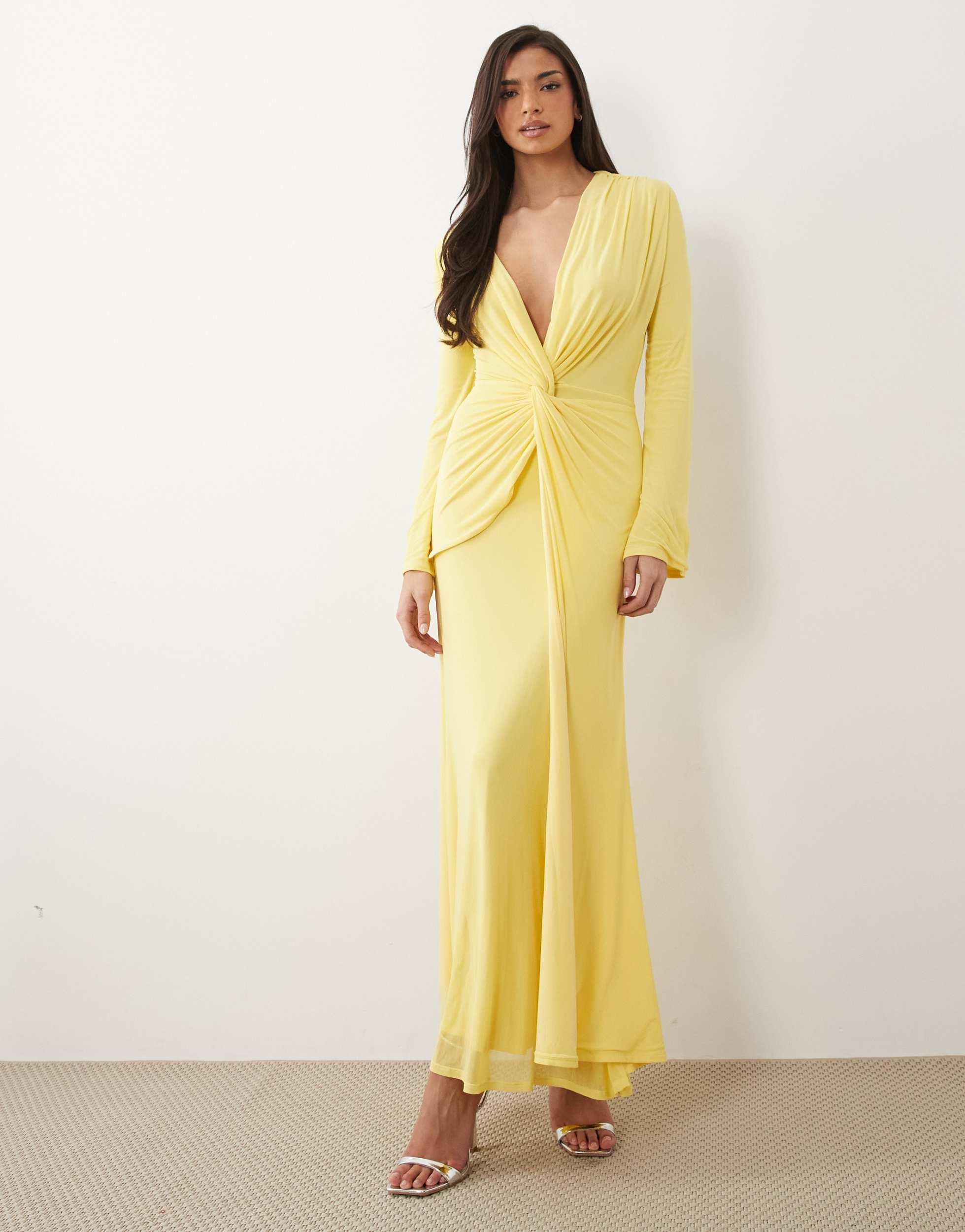 Designer Yellow Long Sleeve Wrap Dresses for Women - Up to 88% off | Lyst