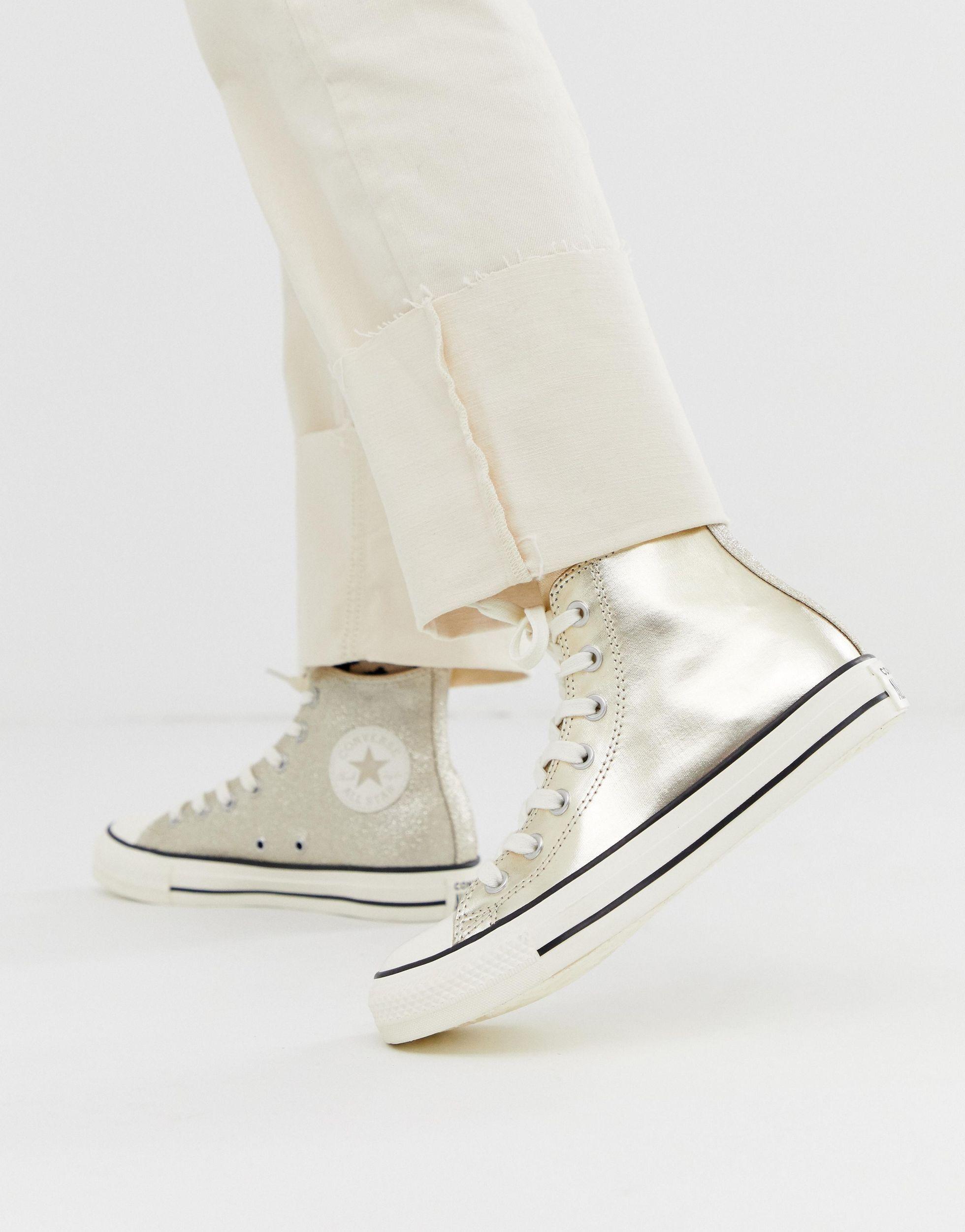 converse chuck taylor all star dainty silver glitter trainers
