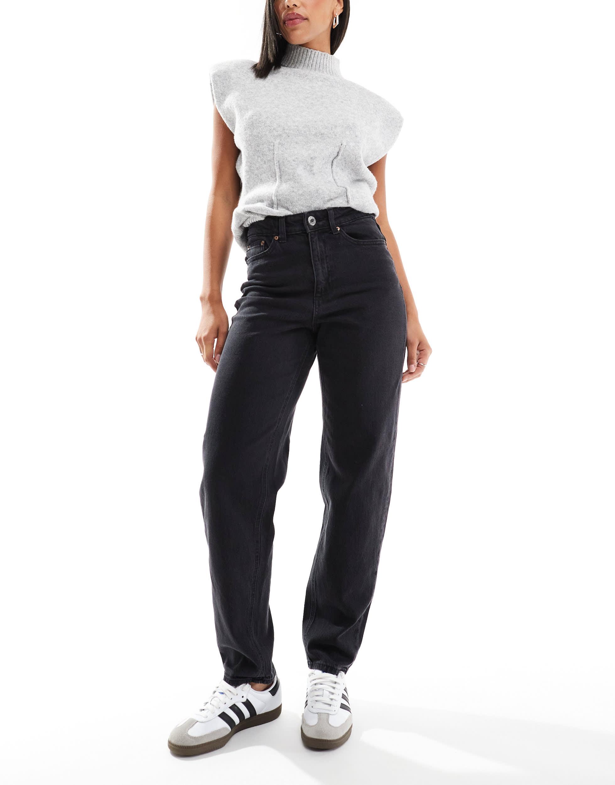 Tessa jean mom noir delave Vero Moda en coloris Bleu Lyst