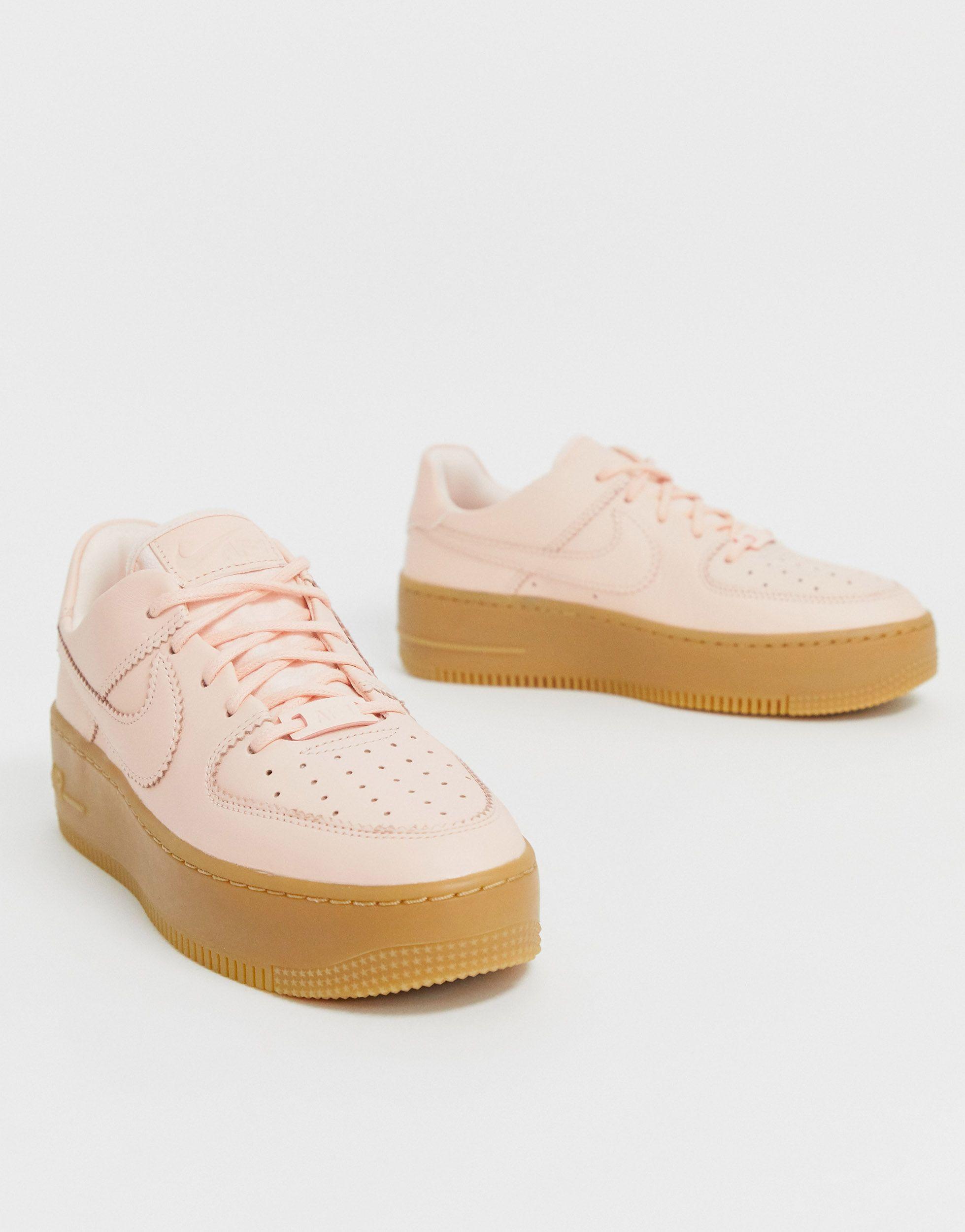 Nike Rubber Pale Gum Sole Air Force 1 Sage Low Trainers in Pink | Lyst