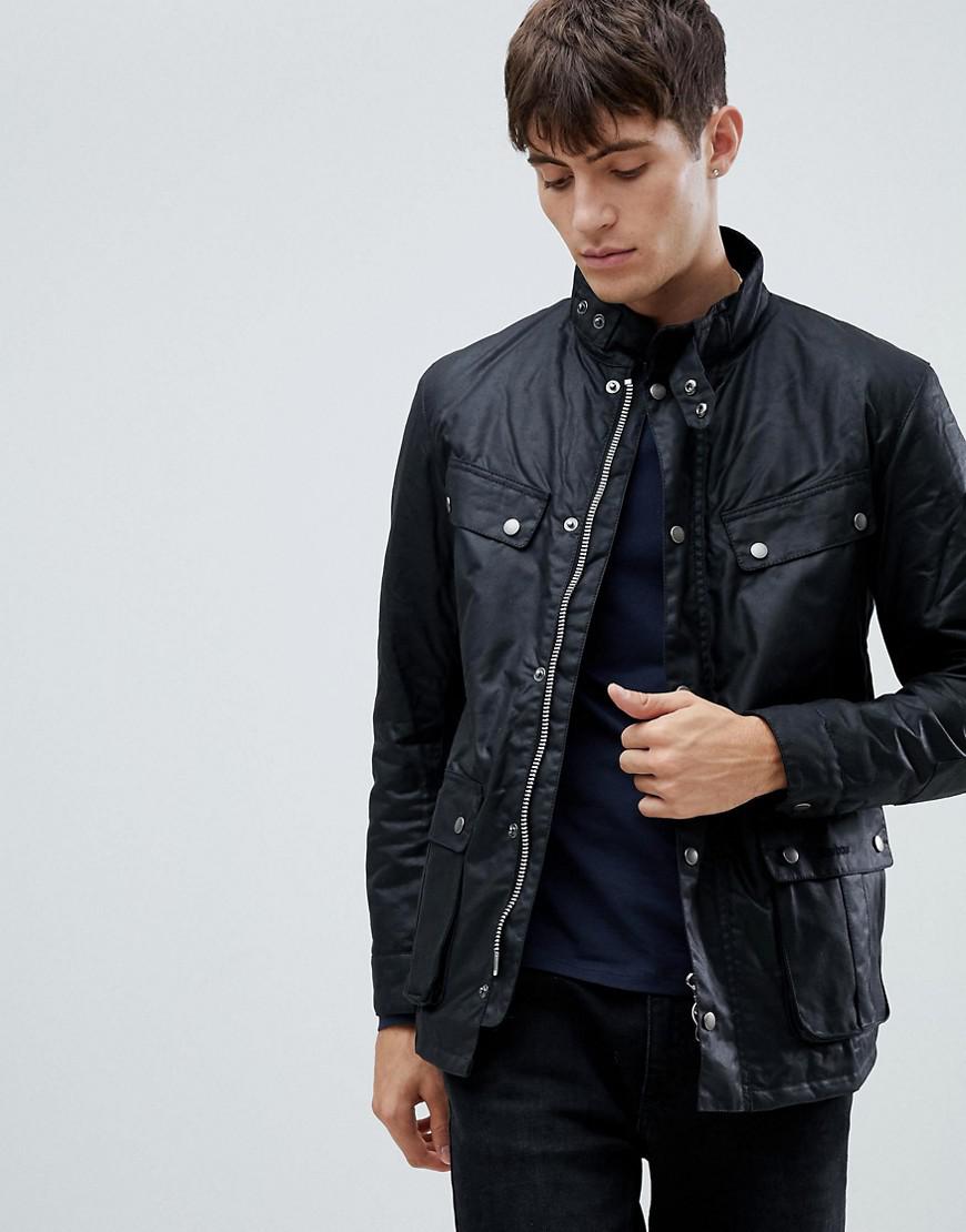 Barbour Cotton International Slim Fit Duke Wax Jacket In Black for Men