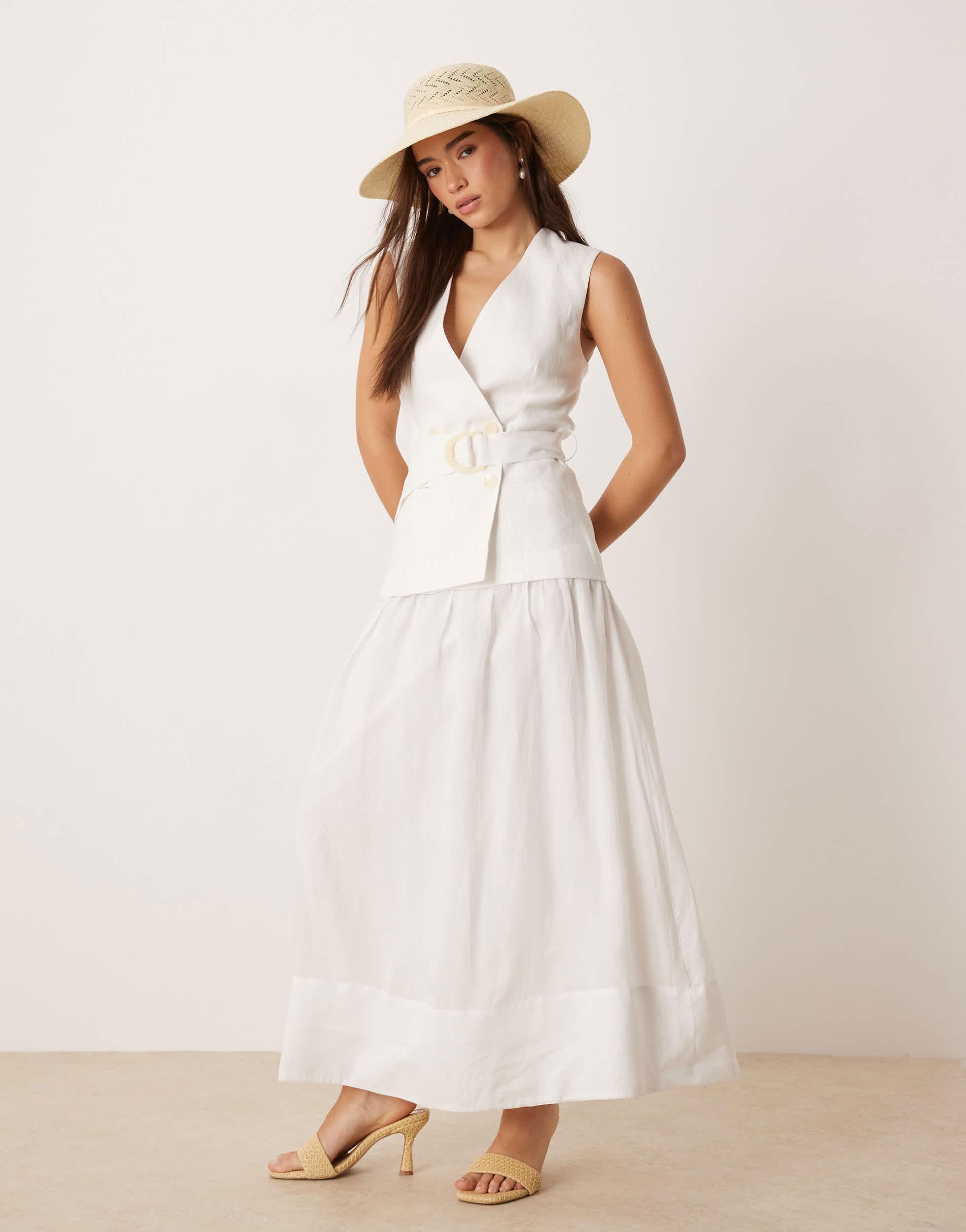 belt linen dress mango MANGO - Linen midi-dress with belt Ecru