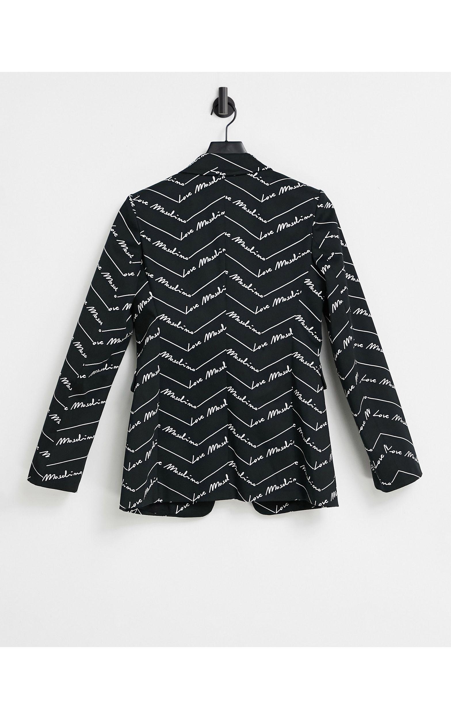 Love Moschino Allover Logo Print Blazer in Black | Lyst Canada
