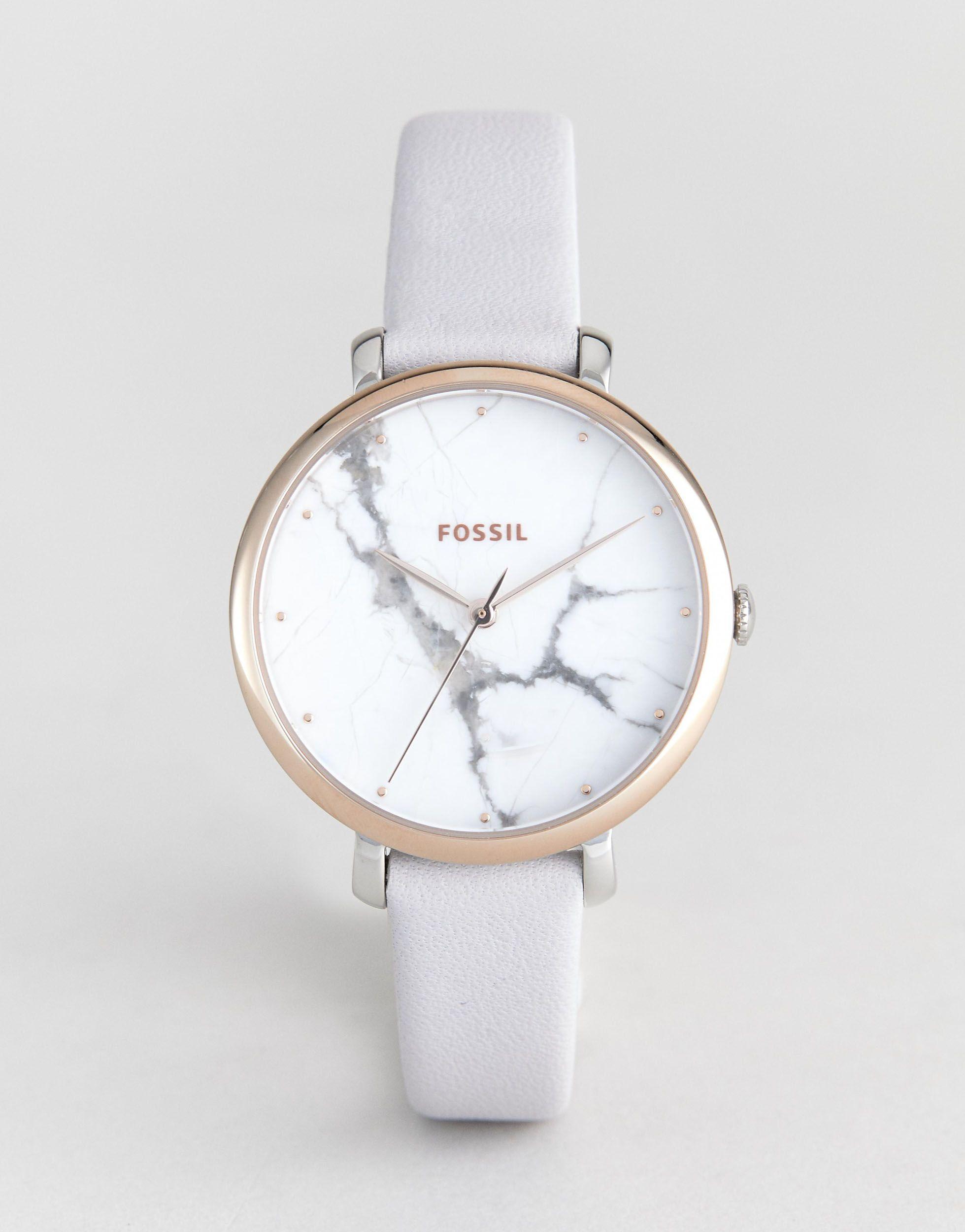 ES4377 Jacqueline - Montre bracelet en cuir avec cadran effet marbré Cuir  Fossil en coloris Gris - Lyst