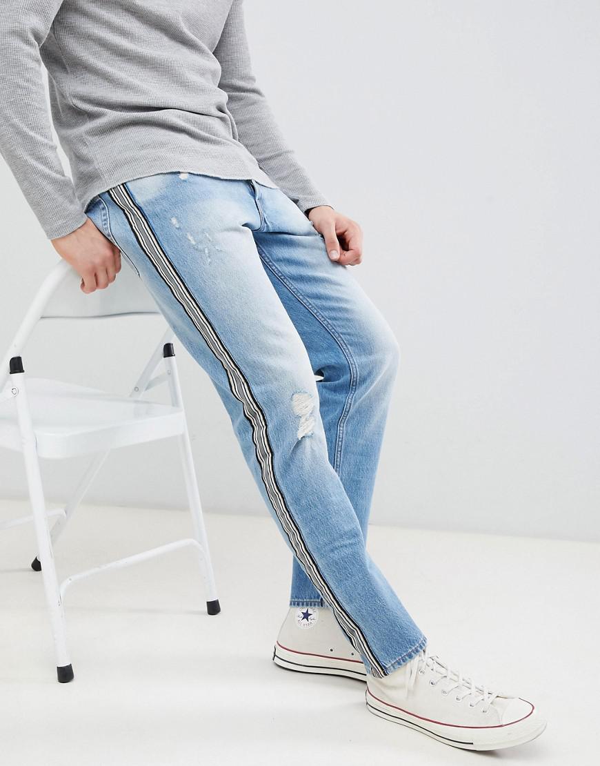 Jones Denim Side Stripe Tapered Jeans 