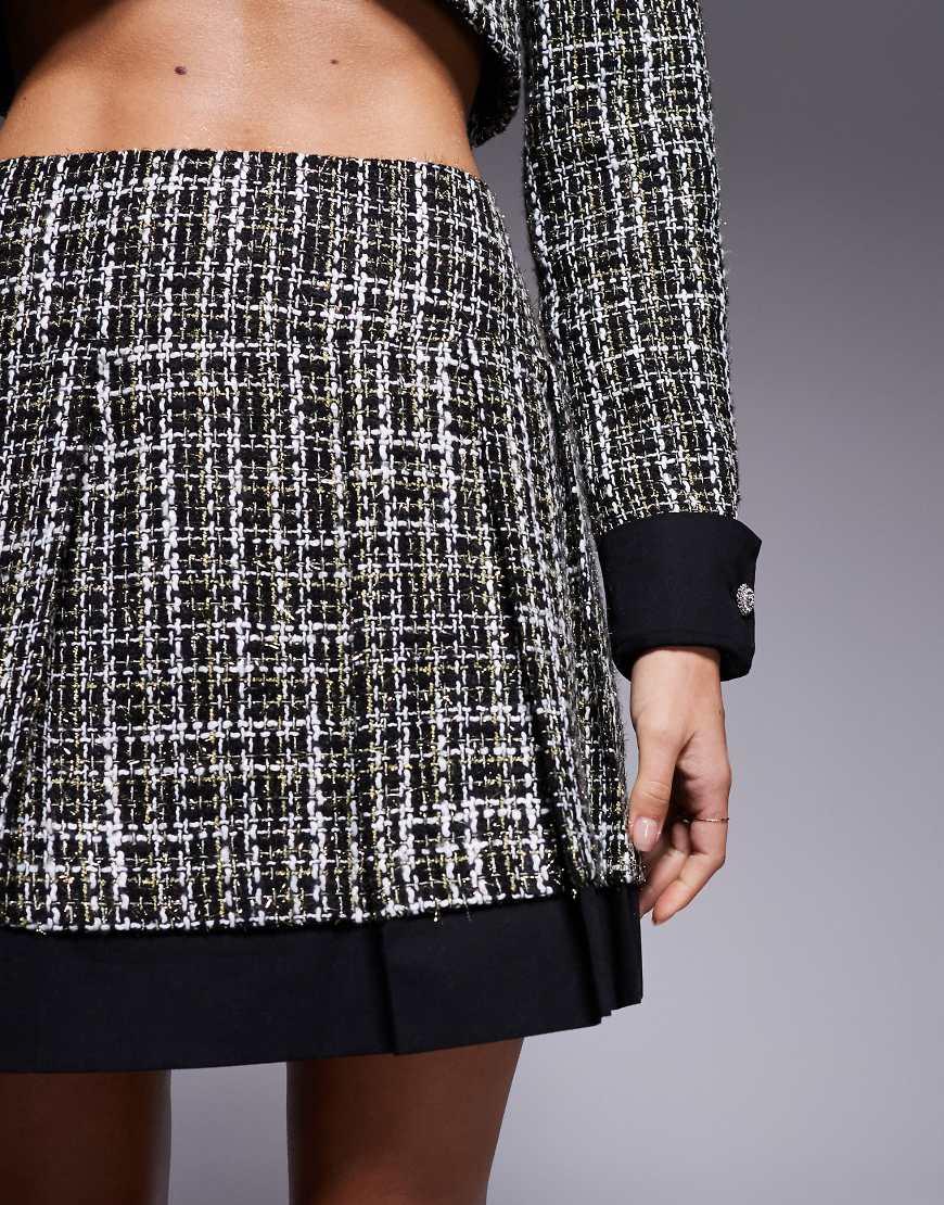 ASOS Co-ord Boucle Pleated Mini Skirt in Grey Lyst UK