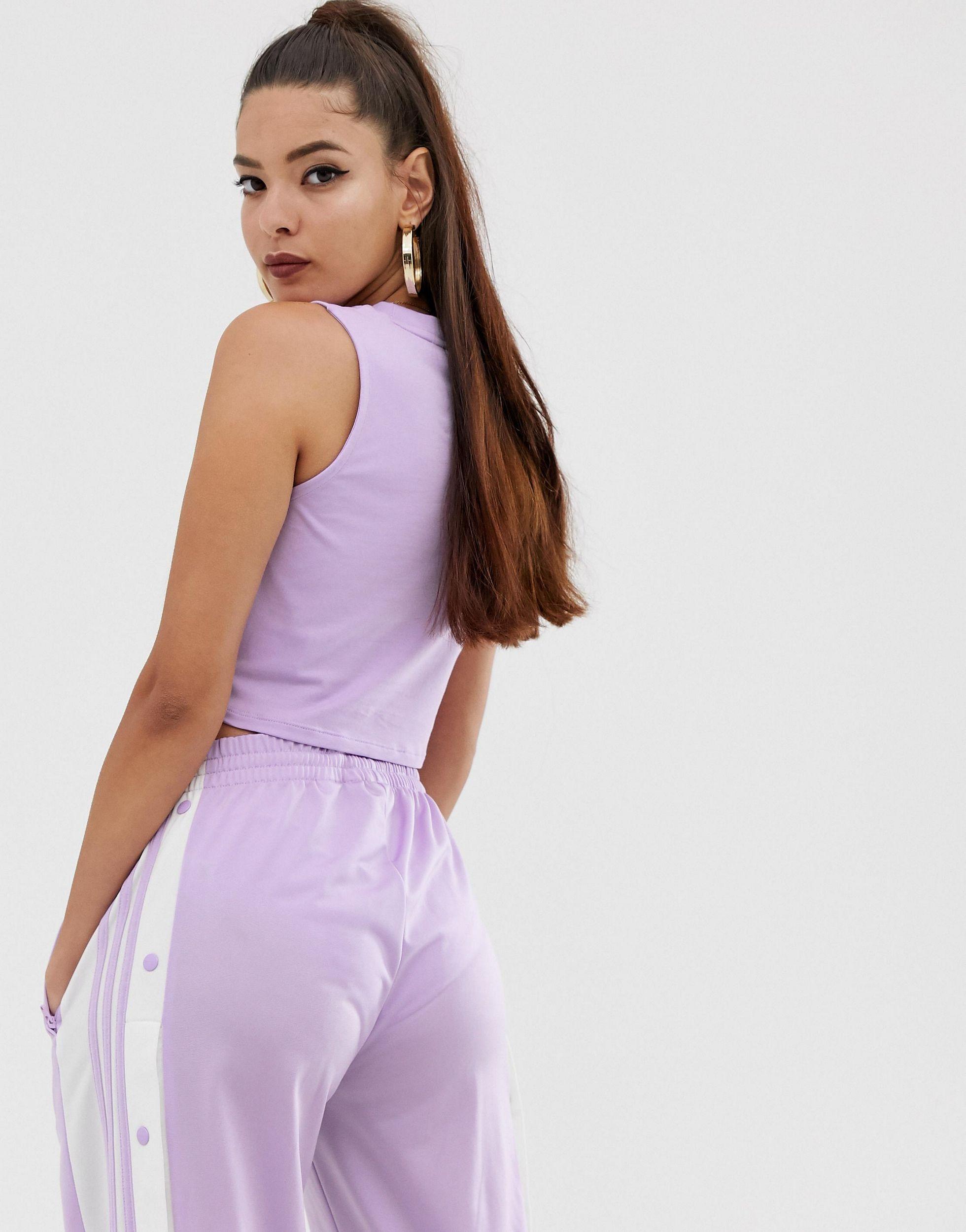 adidas originals adicolor three stripe cropped tank in white