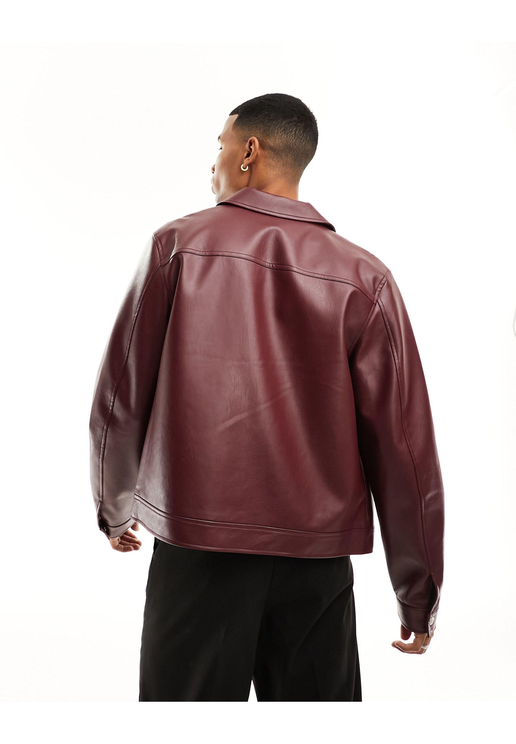 Veste Simili Cuir Bordeaux Veste Cuir Rouge Homme Blouson