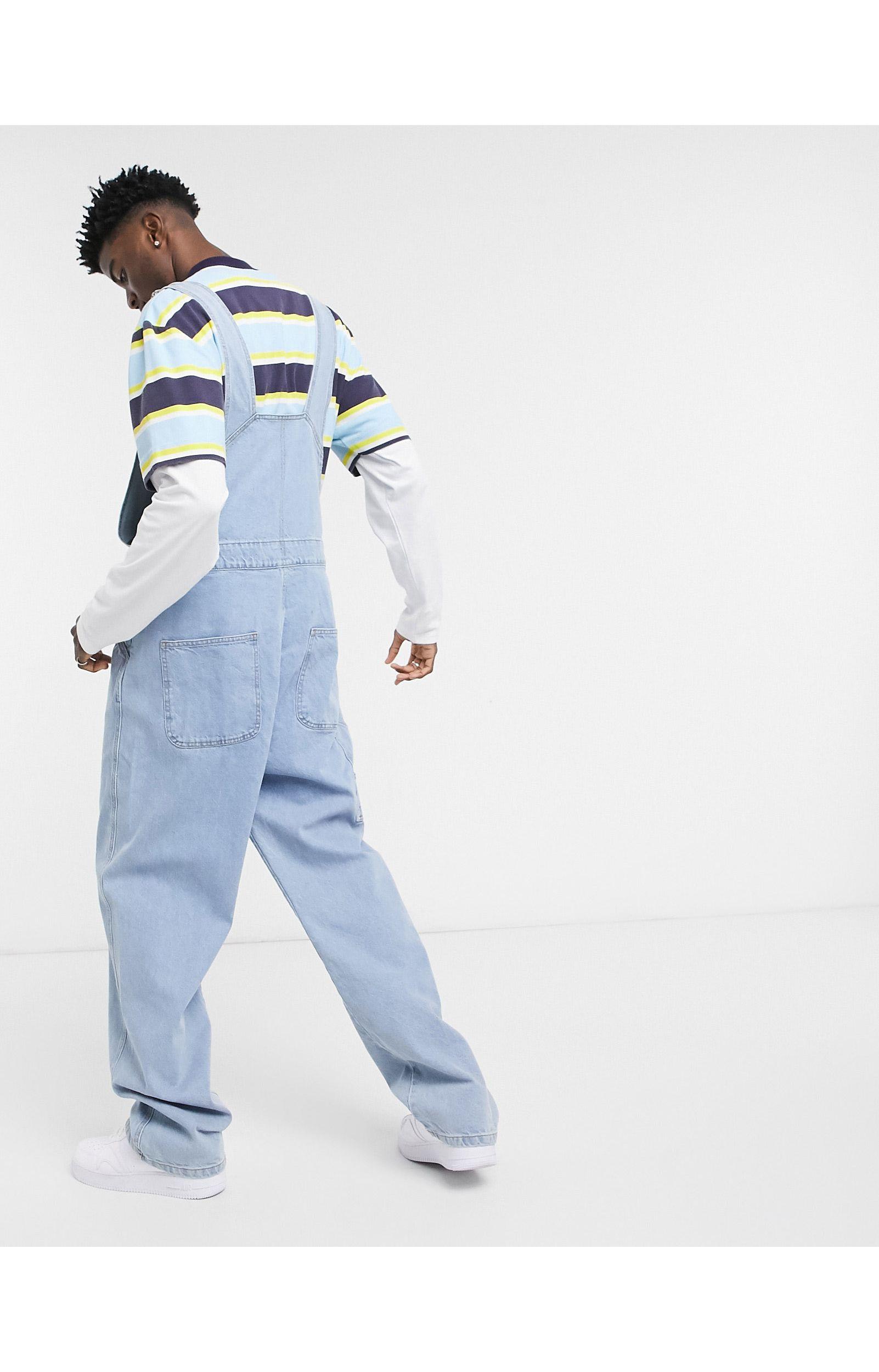 ASOS baggy Denim Dungaree in Blue for 